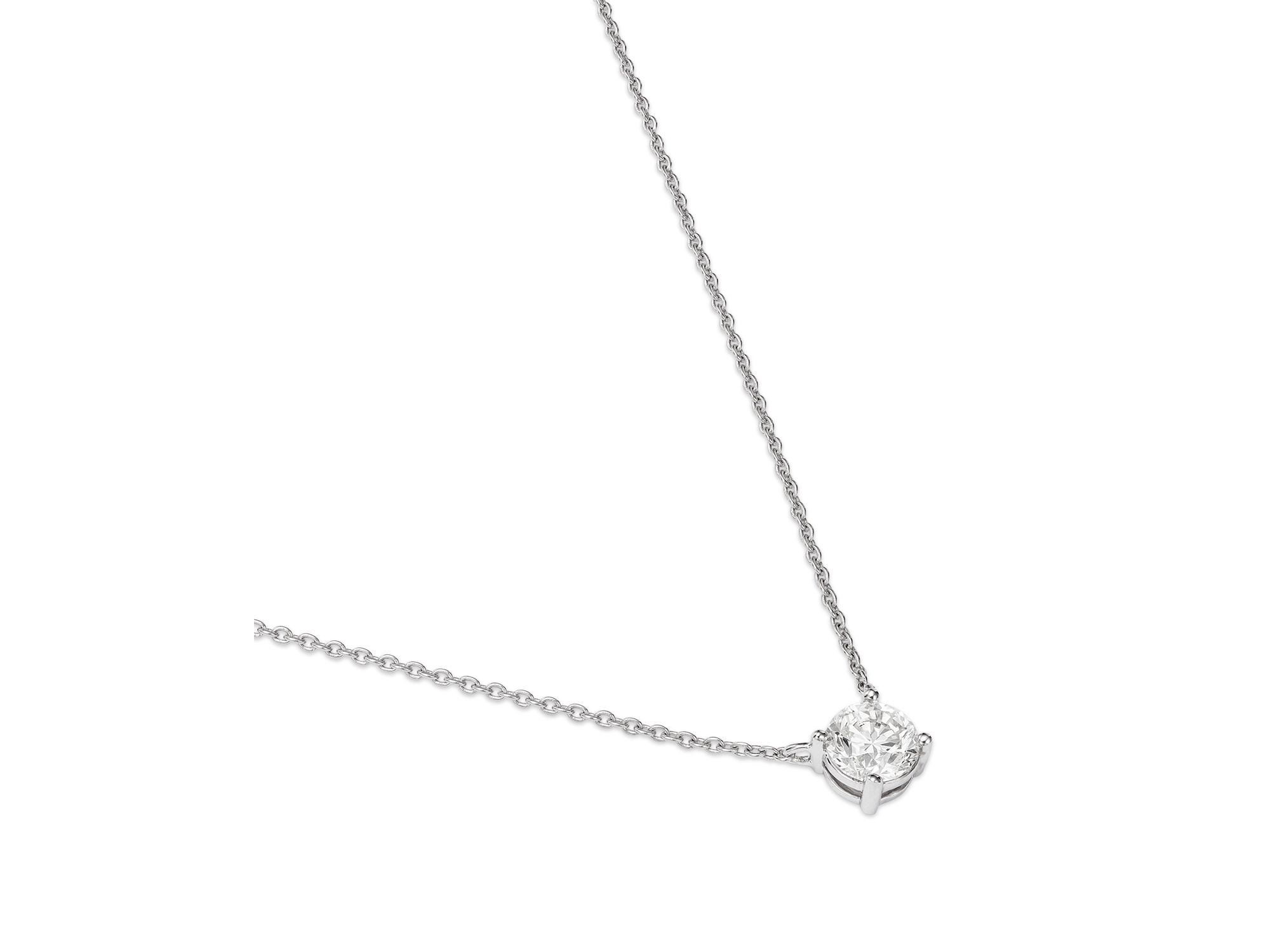 Diamond Certified Solitaire Pendant Necklace in 14K White Gold, 0.50 tcw — Image 3