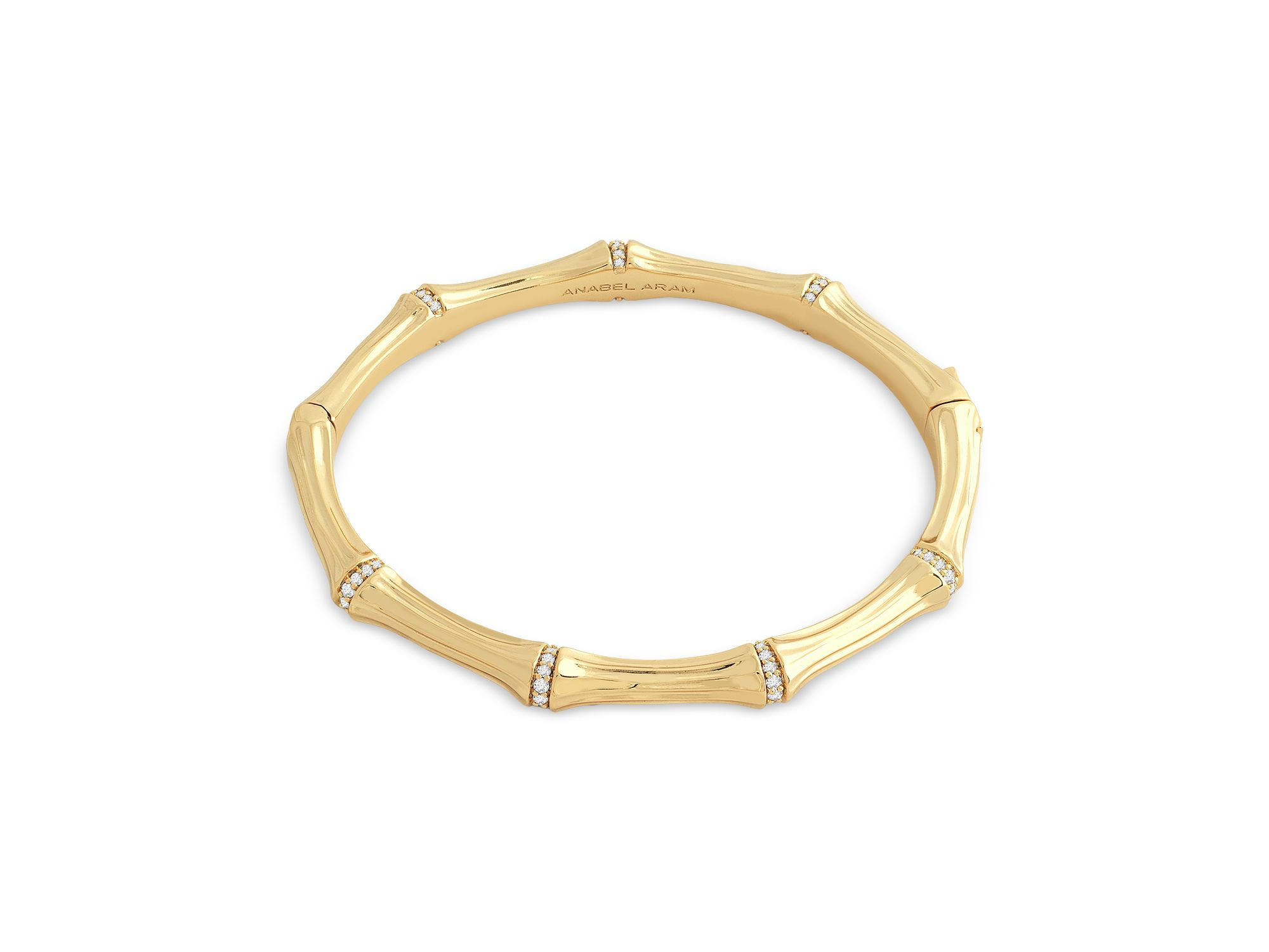 Sculpted Bamboo Hinged Bangle Bracelet in 18K Gold Plated — Image 3