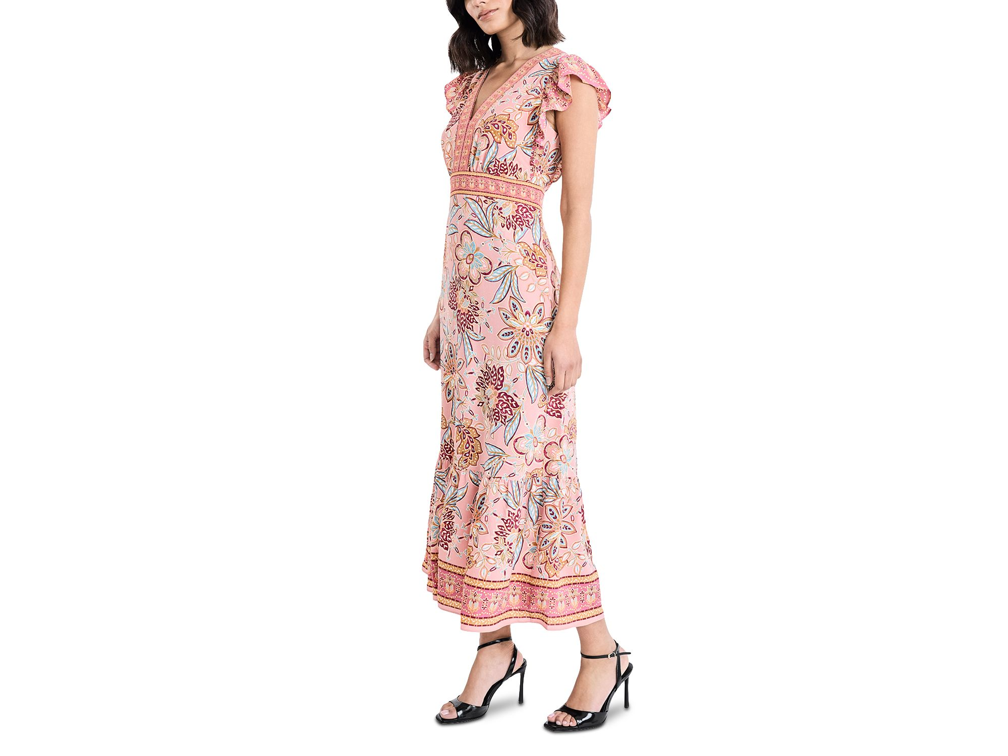 V Neck Flutter Sleeve Dress — Image 3