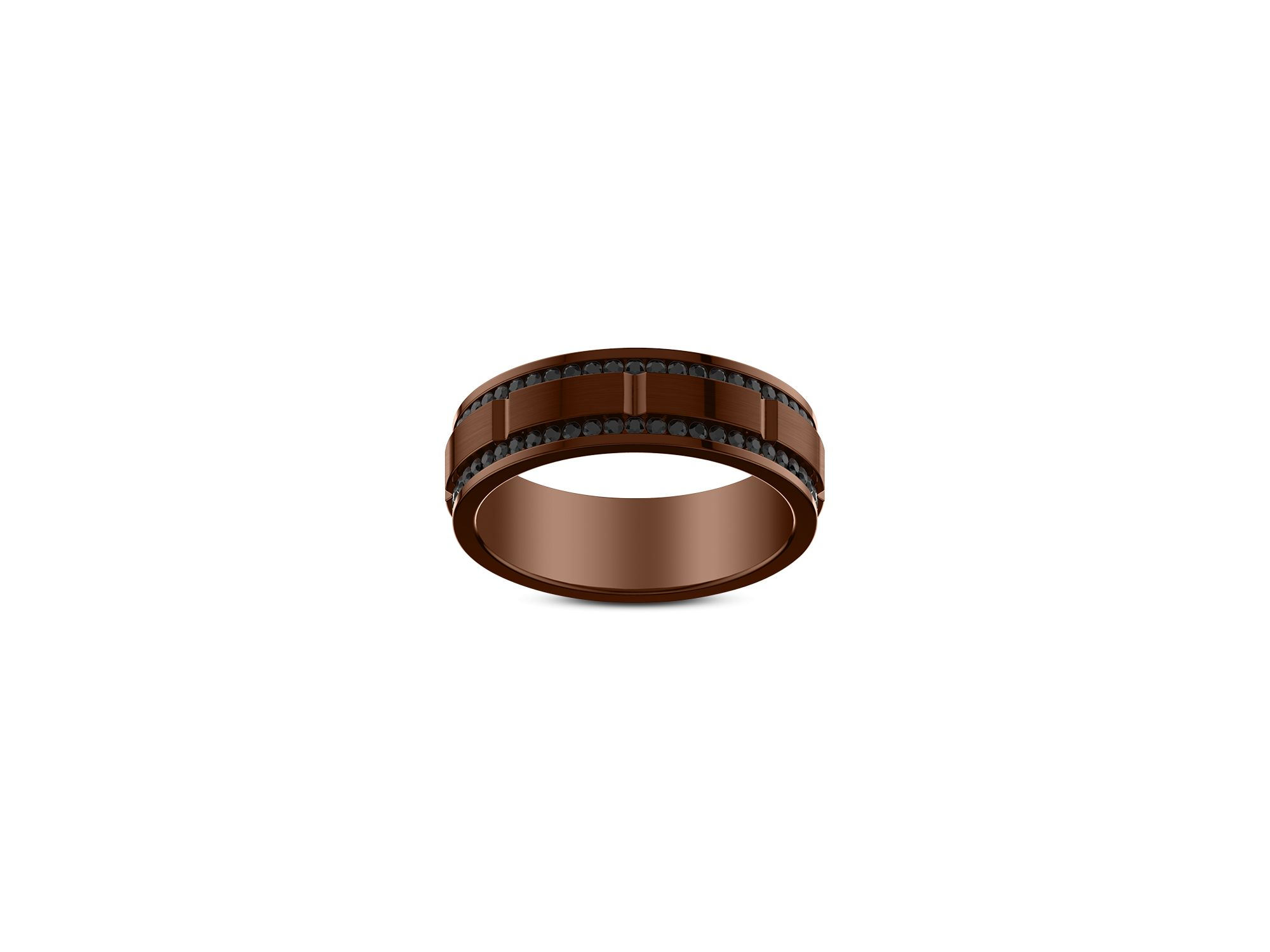 Men's Black Sapphire Band in Brown Tungsten — Image 3