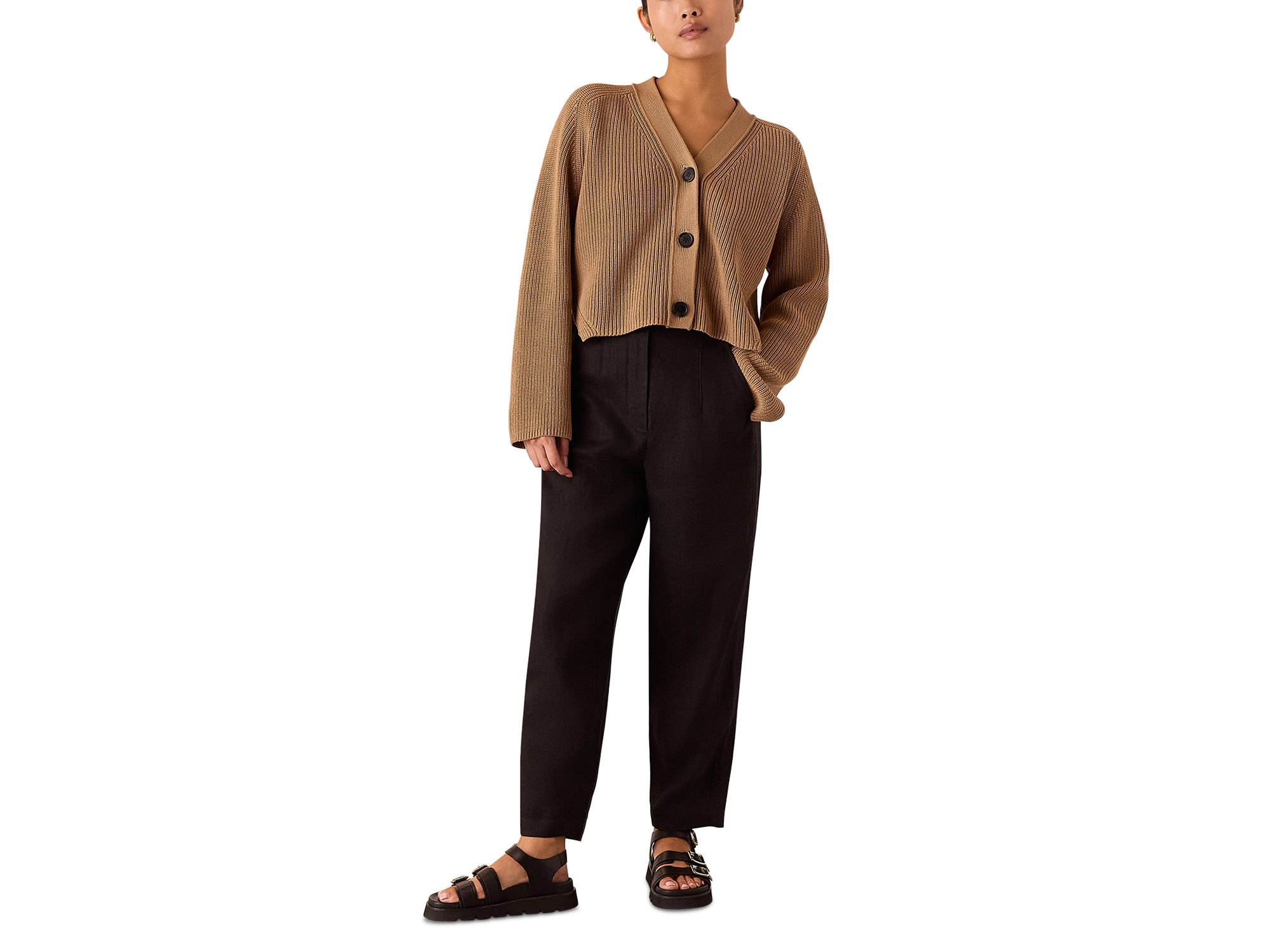 Petites Authentic High Rise Barrel Leg Jeans in Black — Image 4