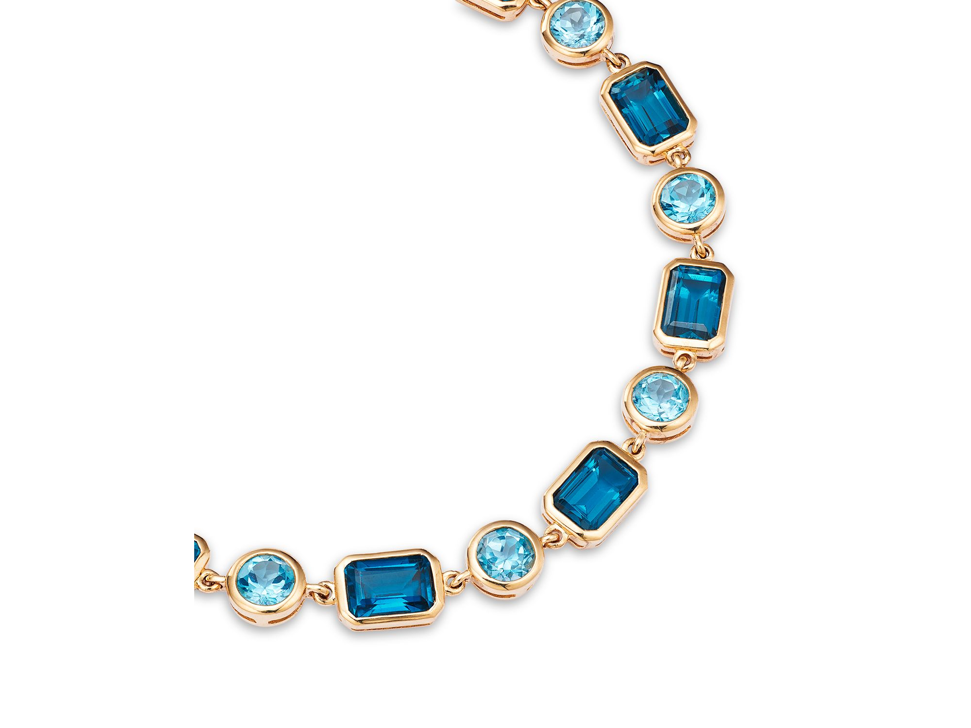 Blue Topaz Link Bracelet in 14K Yellow Gold — Image 3