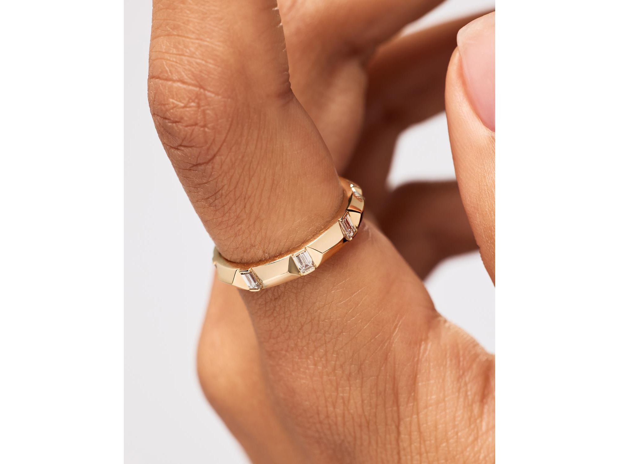 Solid Yellow Gold Astrid Lab Grown Diamond Station Ring — Image 3
