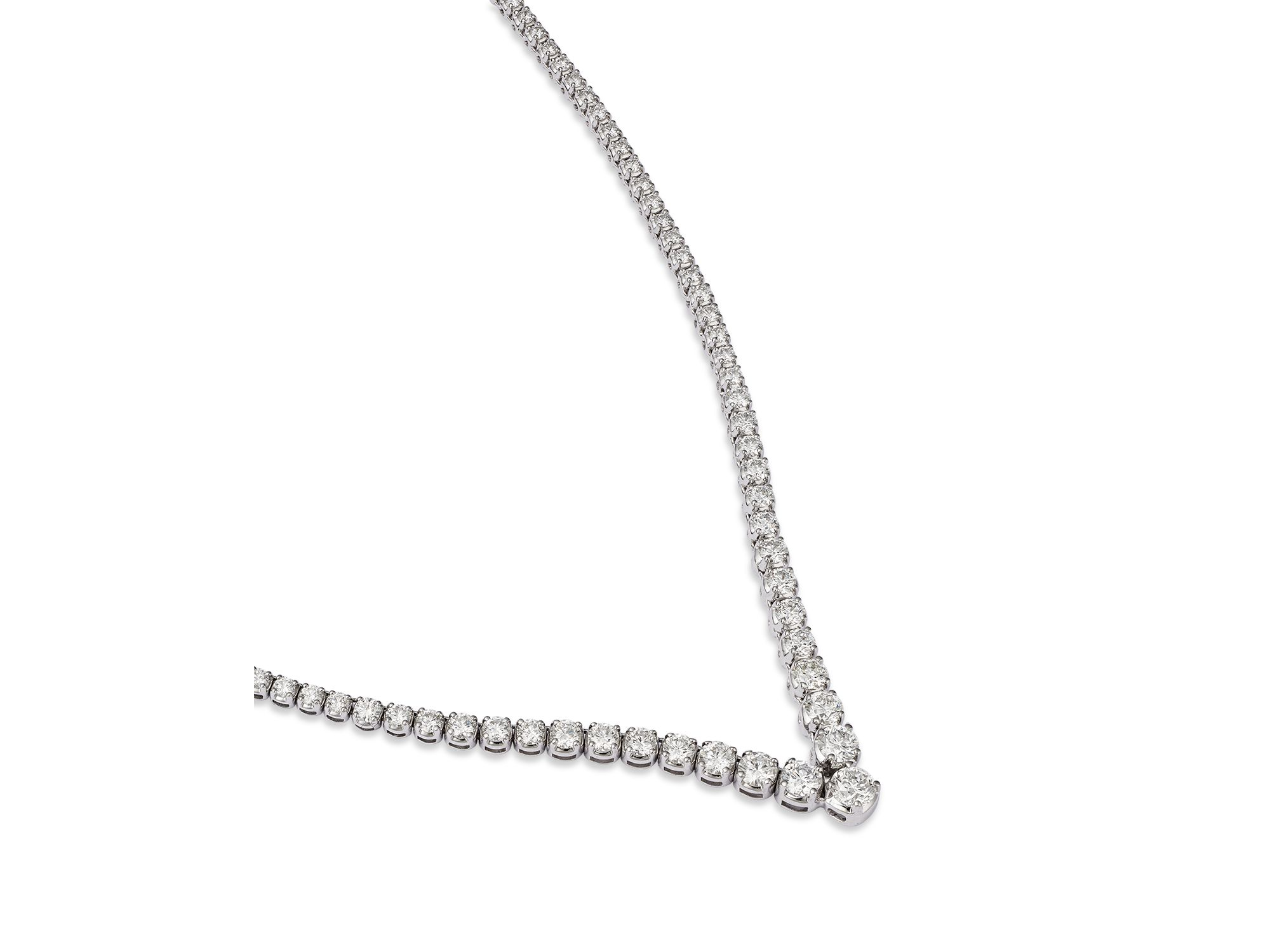 Diamond Chevron Tennis Necklace in 14K White Gold, 7.05 tcw — Image 3