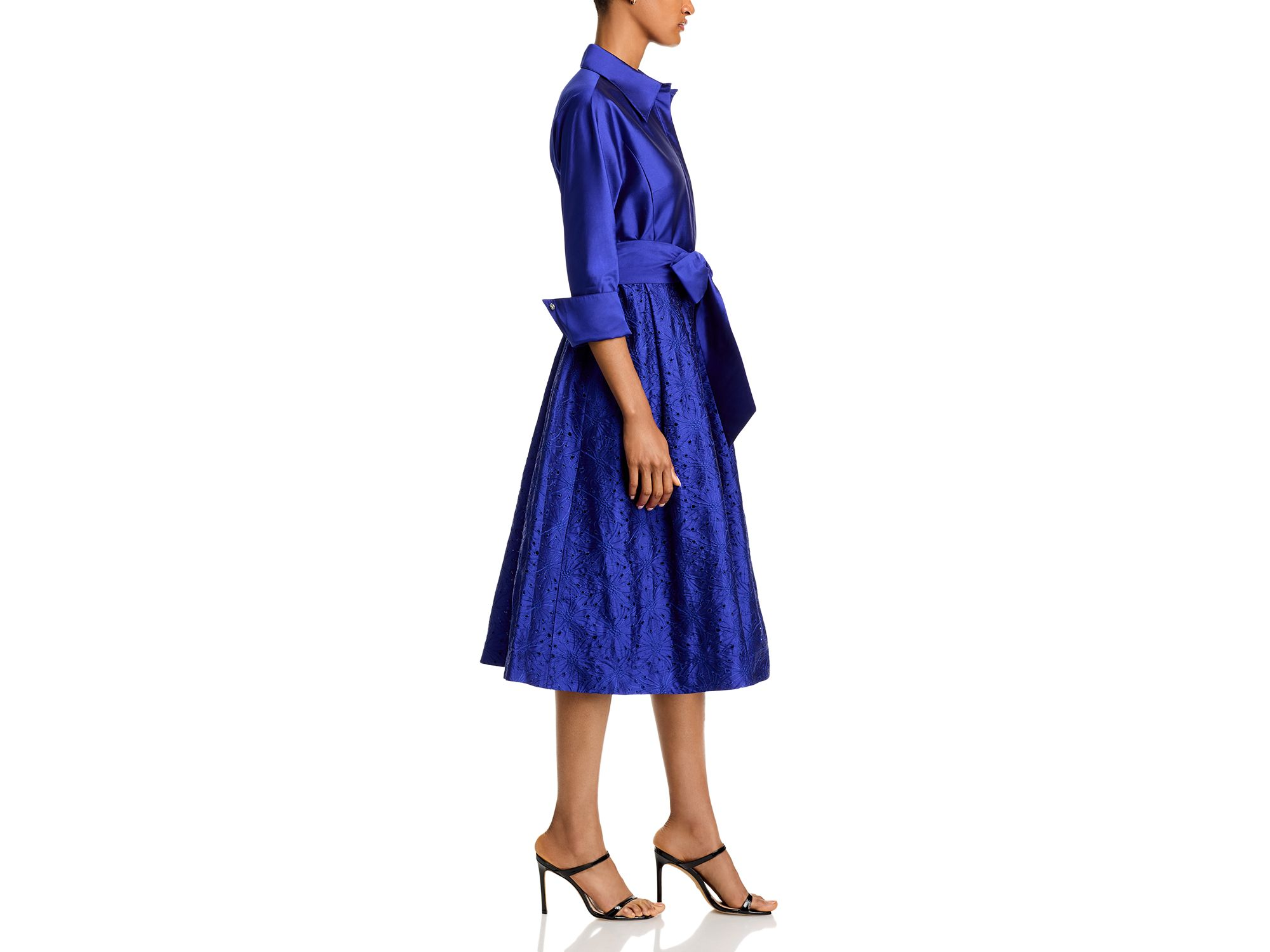 Embroidered Sash Belt Shirt Dress — Image 6