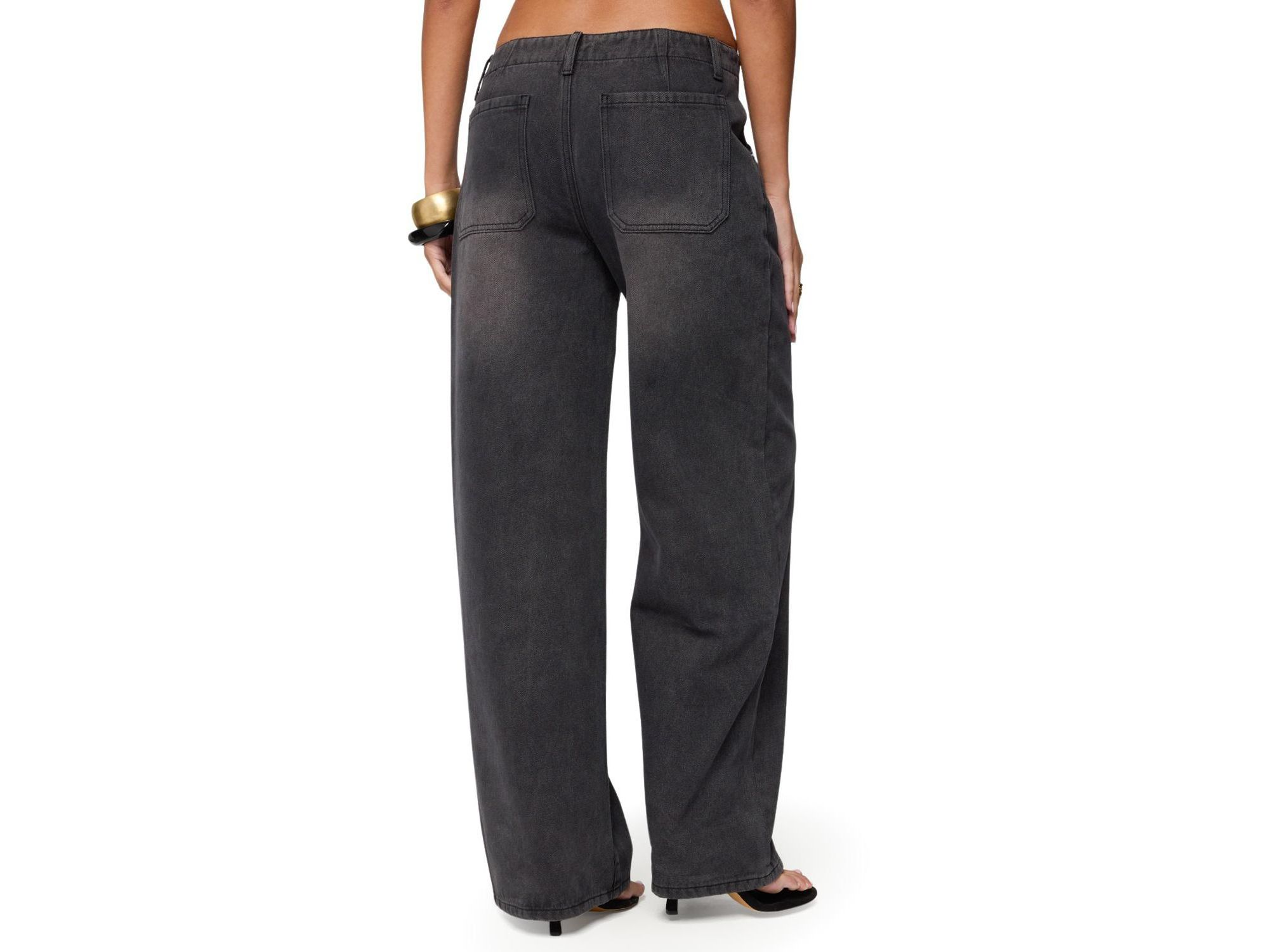 Aliyah Zip Low Rise Black Wash Jeans — Image 3