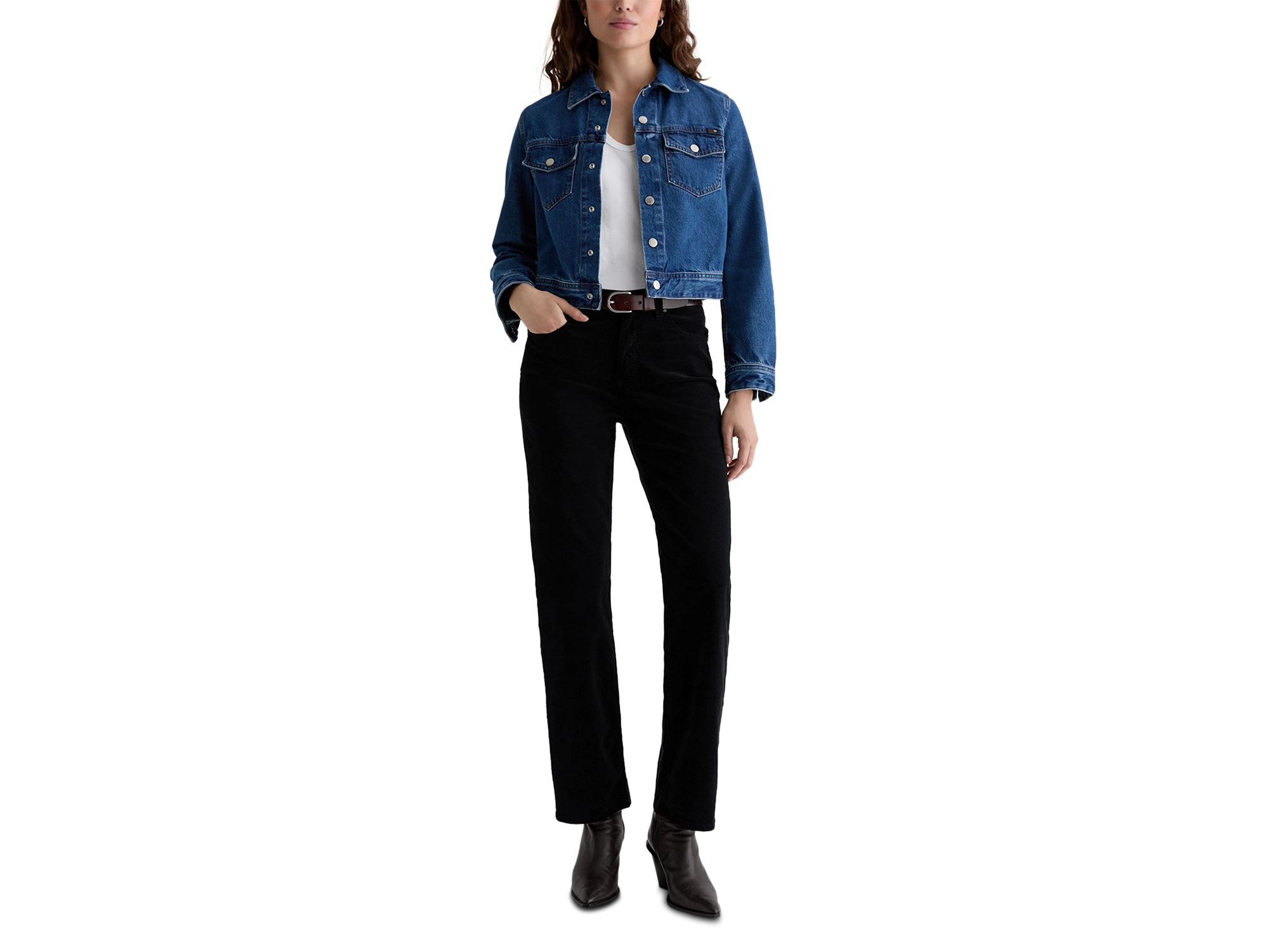Brinley Mid Rise Straight Corduroy Jeans in Super Black — Image 4