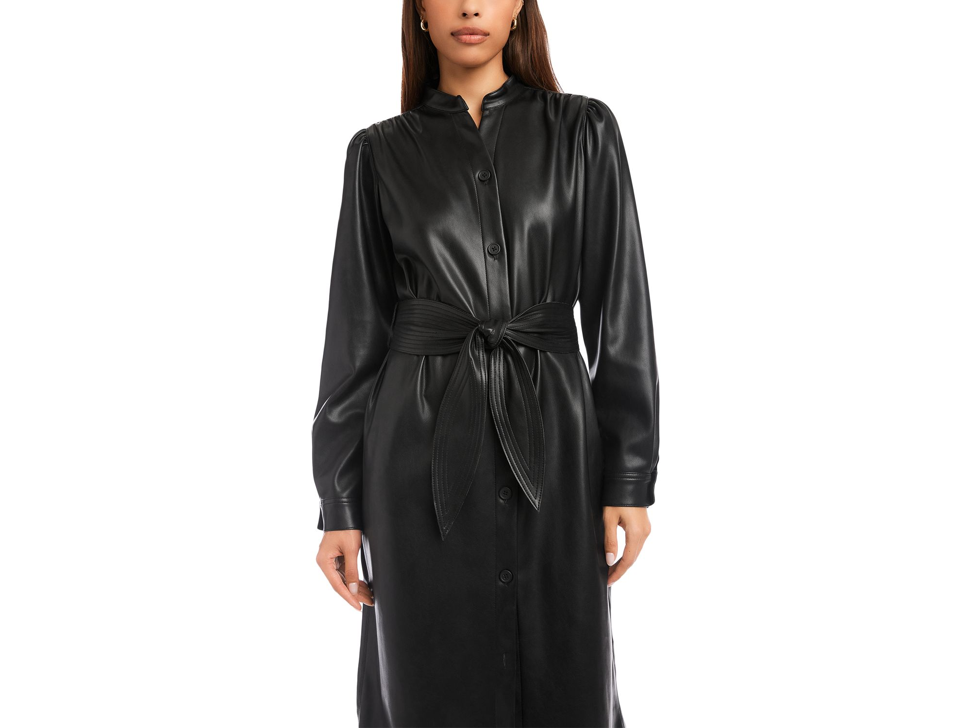 Jennifer Faux Leather Shirtdress — Image 6