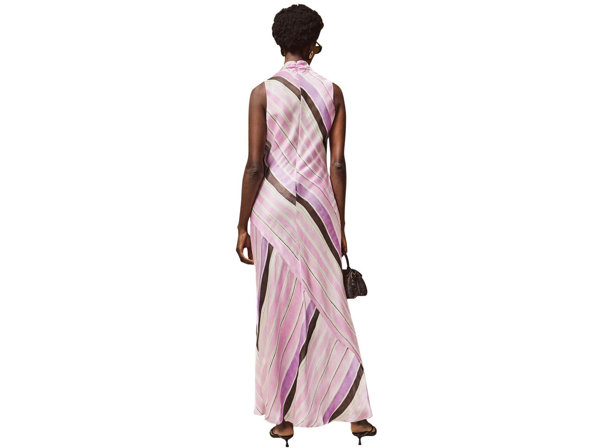 Phoebe Stripe Cowl Neck Satin Dress — Image 3