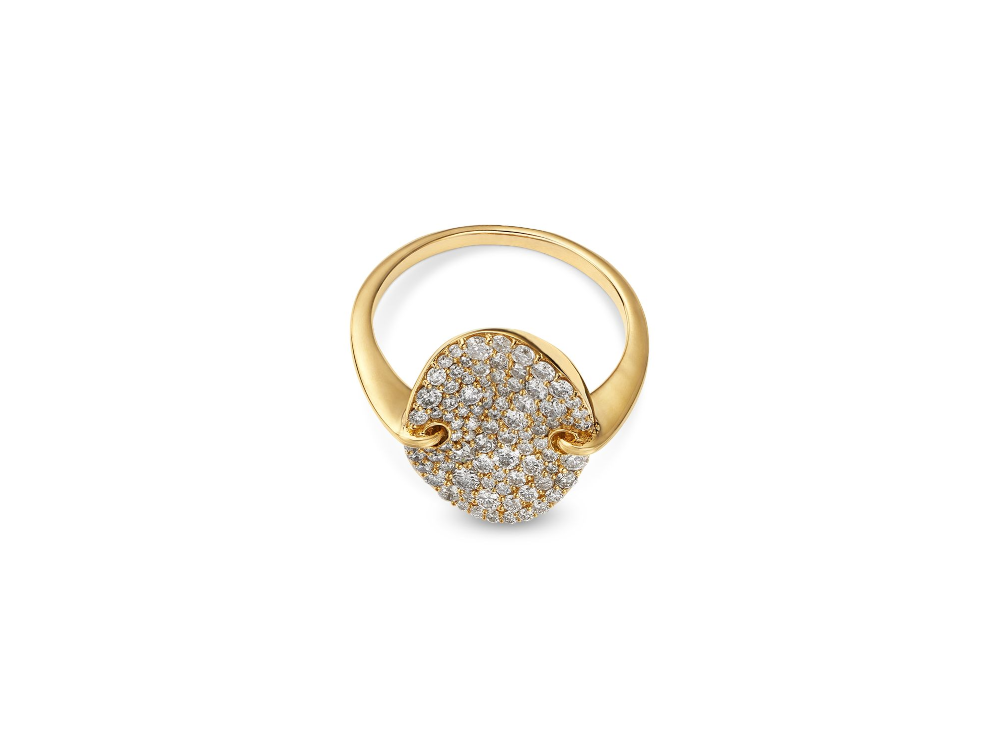 Diamond Pavé Oval Disc Ring in 14K Yellow Gold, 1.0 tcw — Image 3