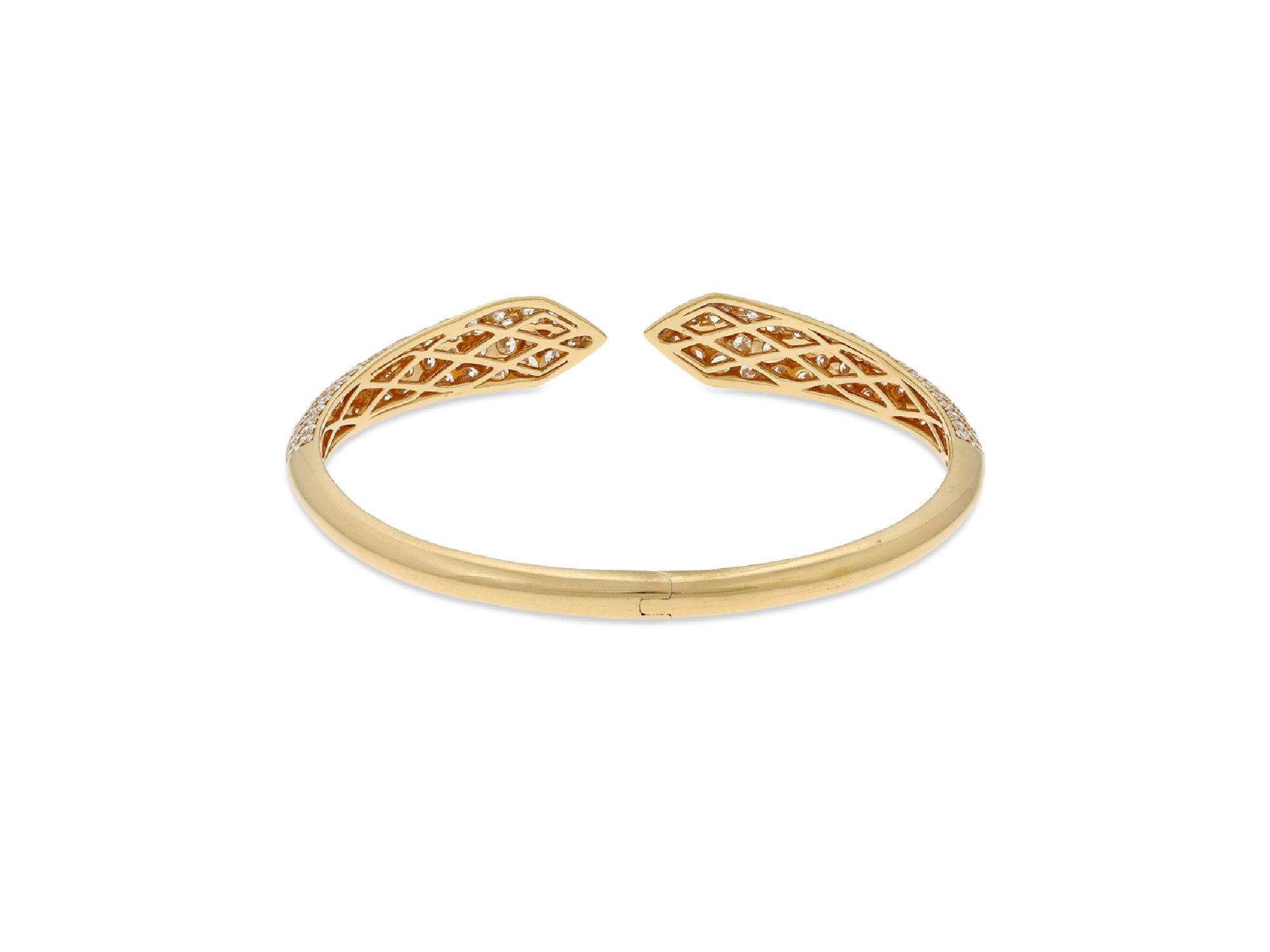 18K Yellow Gold Via Fiori Chiari Diamond Kiss Cuff Bracelet - Exclusive, Italy Campaign — Image 4