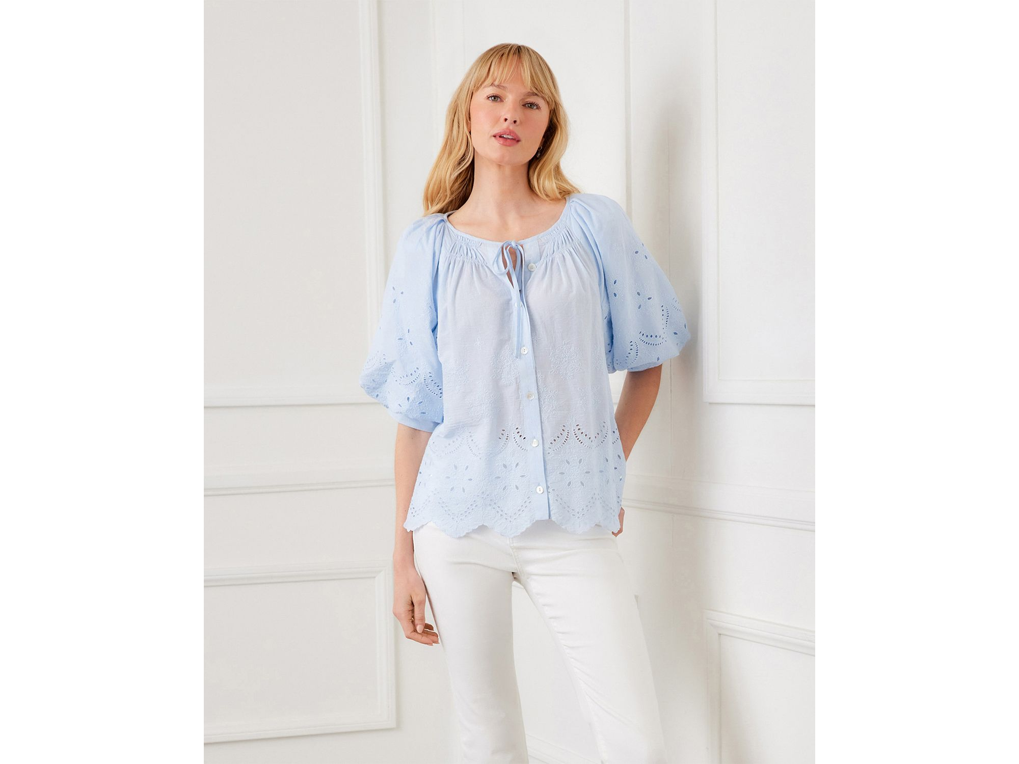 Puff Sleeve Embroidered Top — Image 6