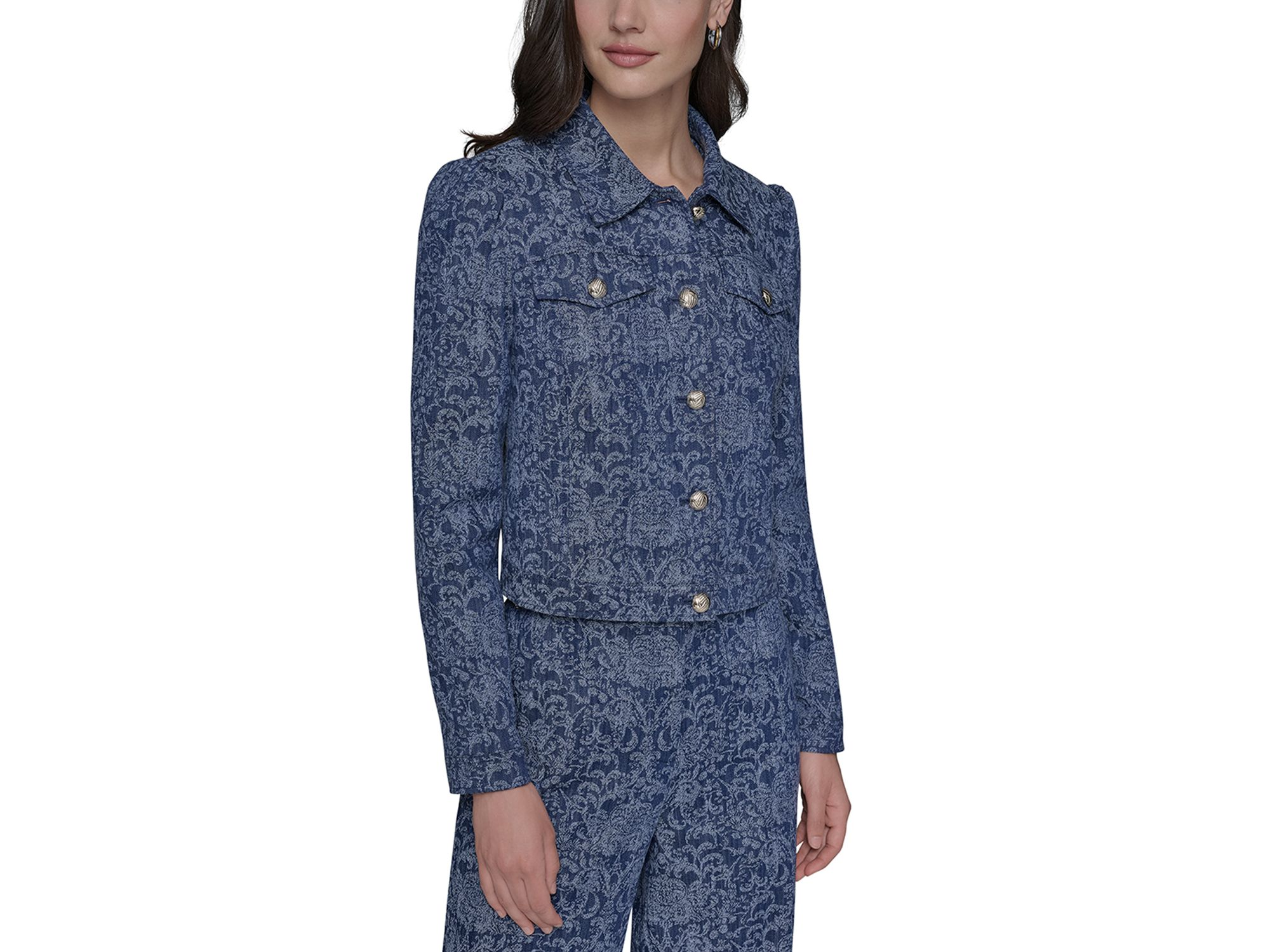 Cropped Motif Jean Jacket — Image 4