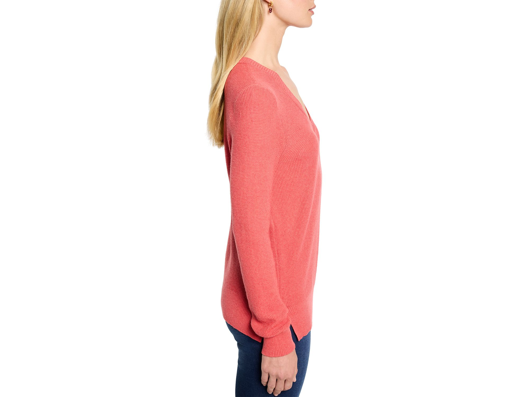 Waffle Stitch V Neck Sweater — Image 3