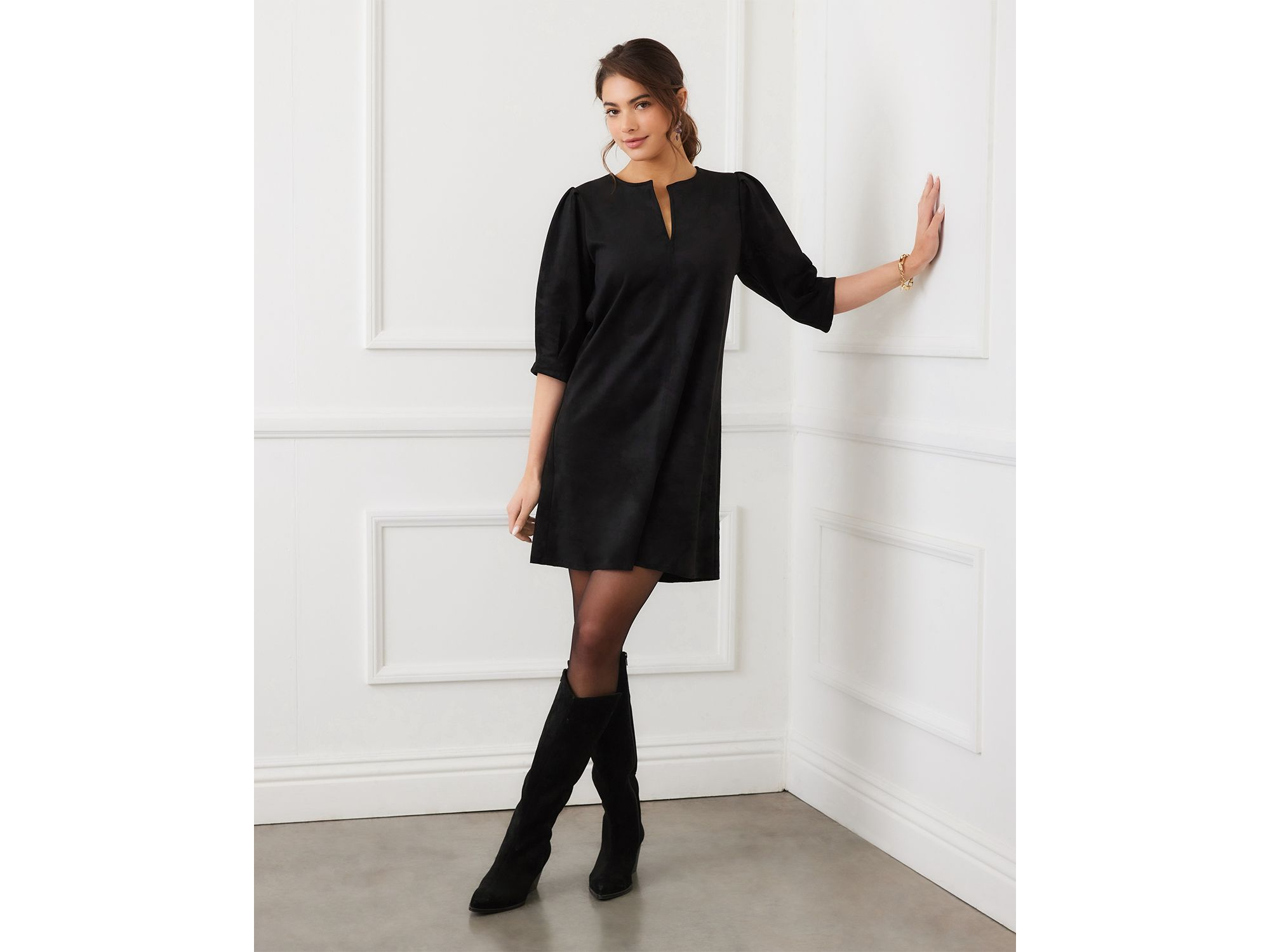 Faux Suede Shift Dress — Image 3