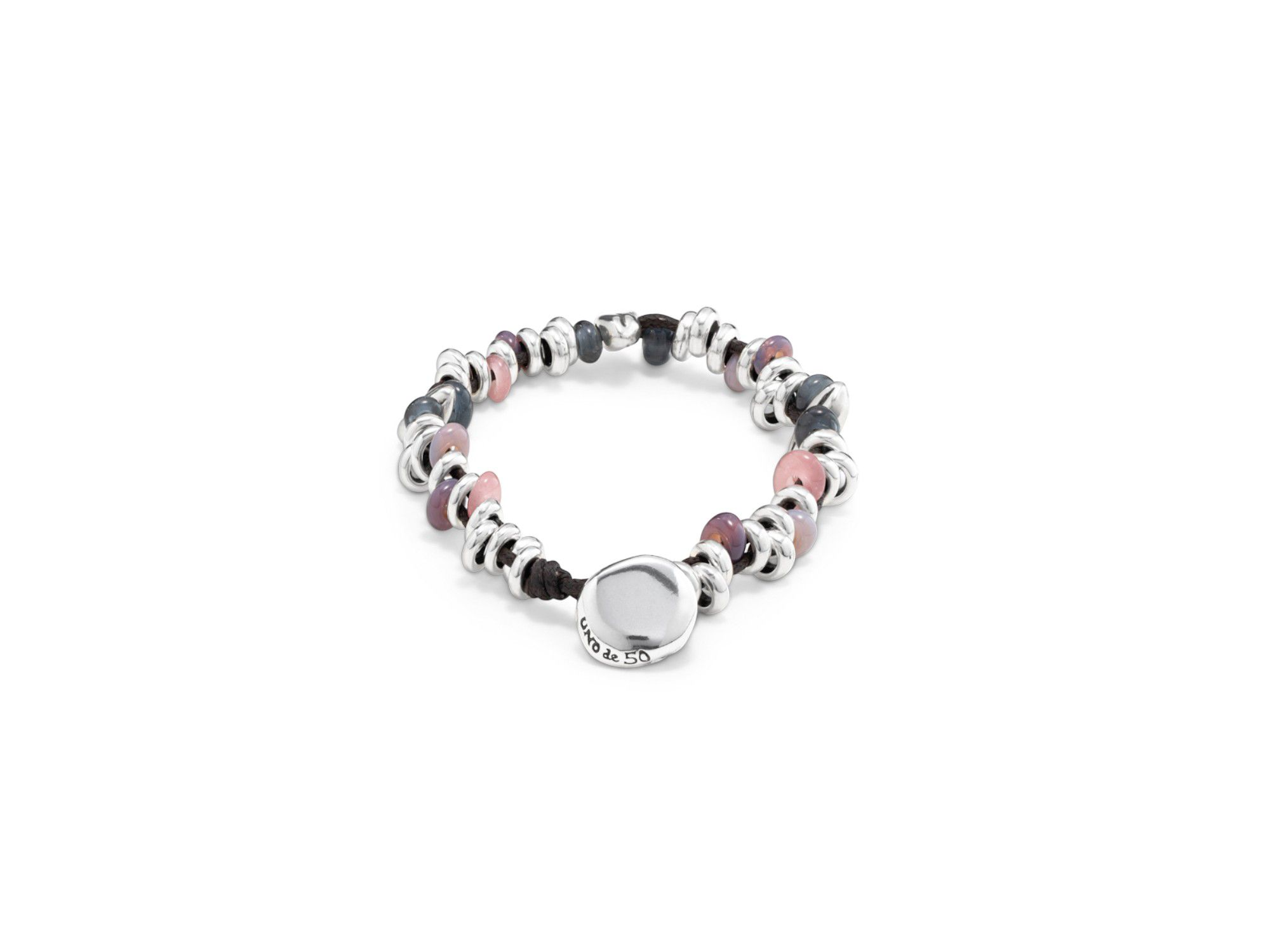 Sterling-Plated Beaded Bracelet with Leather — Image 6