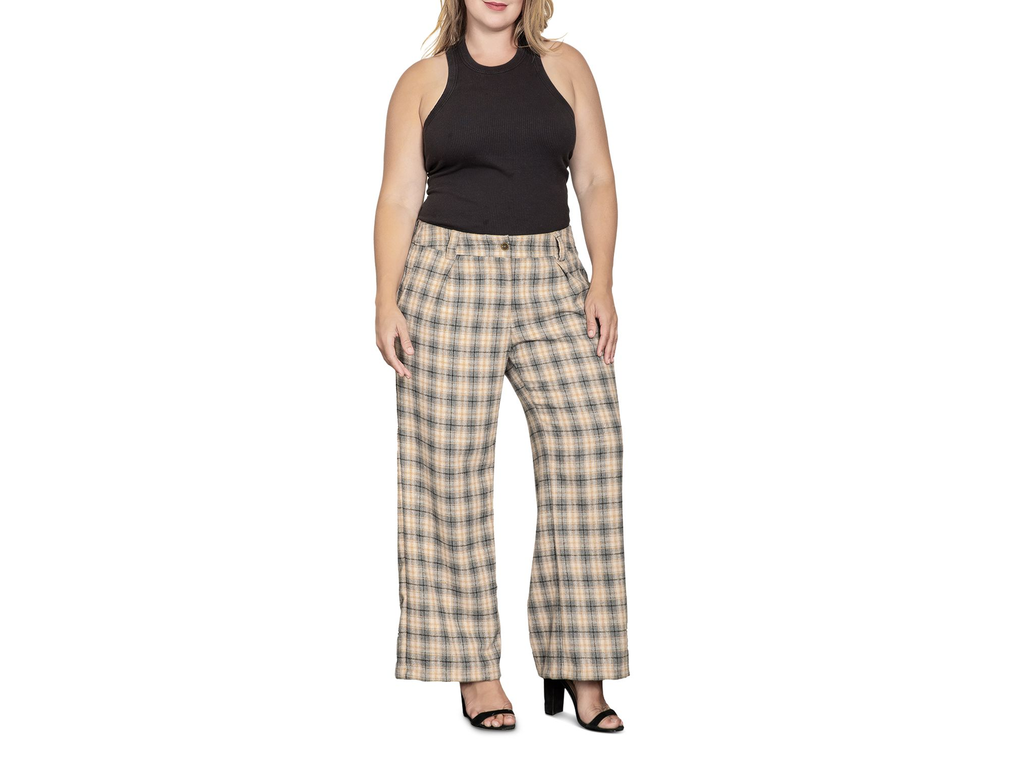 Plus Size Plaid Wide Leg Pants — Image 4
