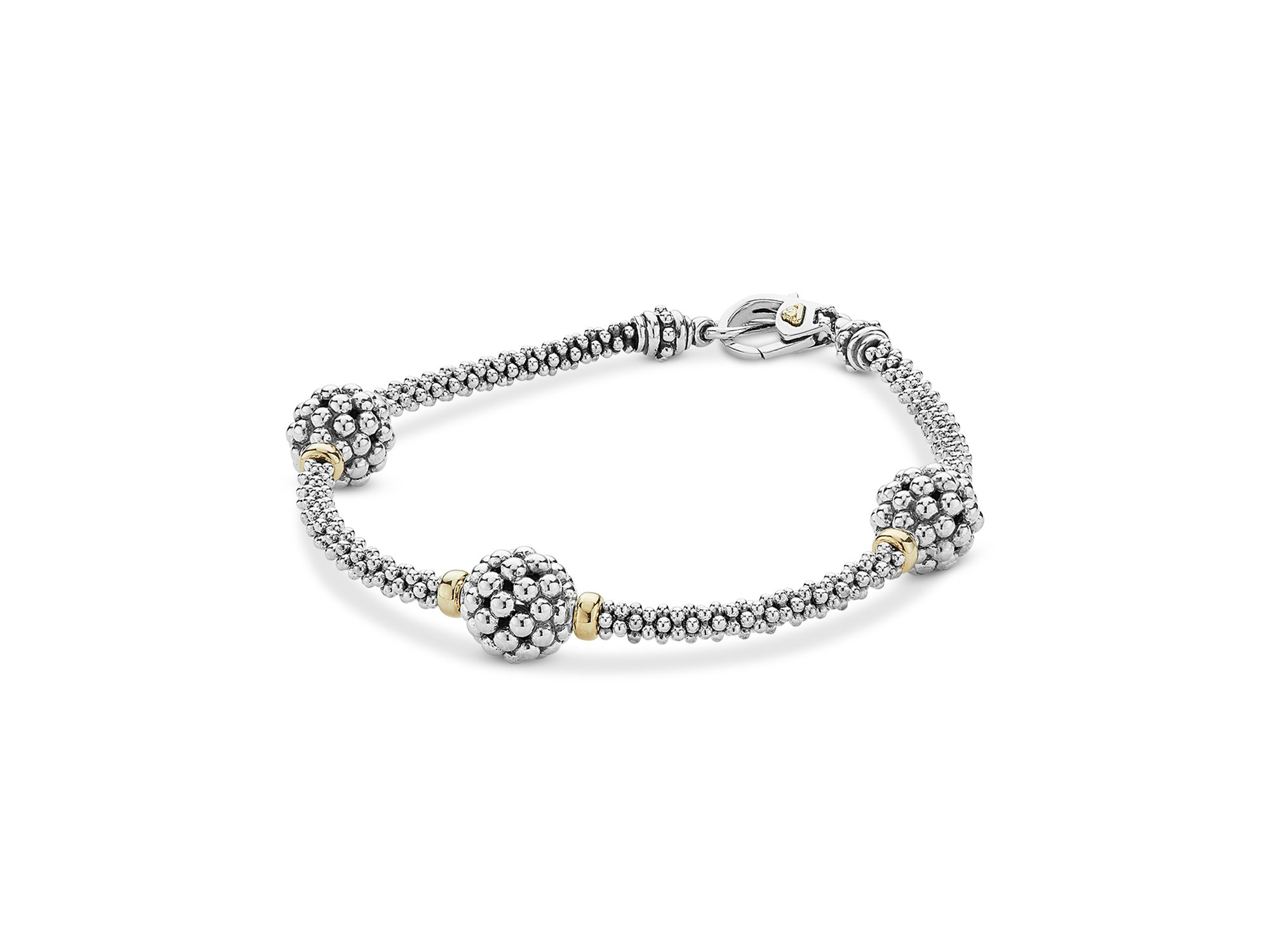Sterling Silver Bracelet with Caviar Stations — Image 5