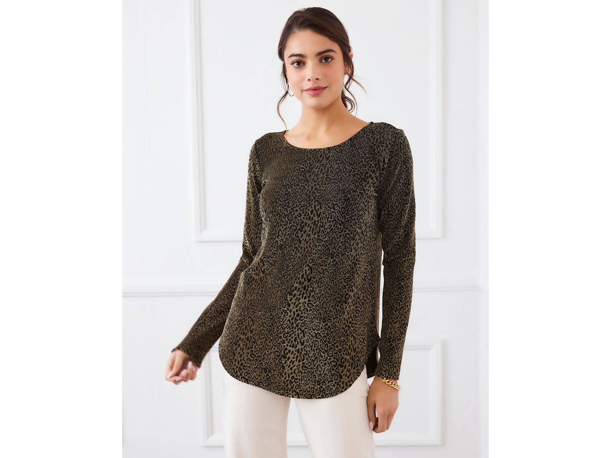 Metallic Knit Shirttail Top — Image 4