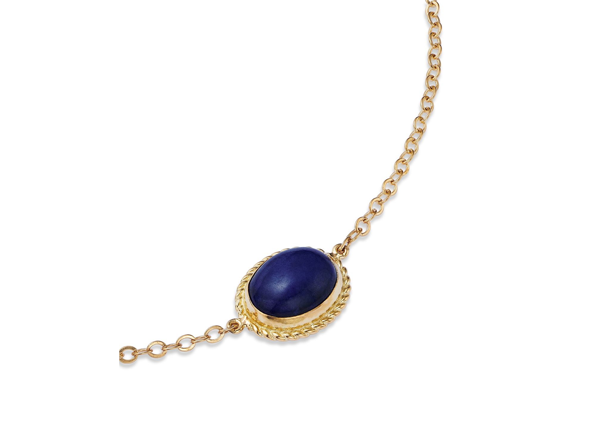 Blue Lapis Station Bracelet in 14K Yellow Gold — Image 3
