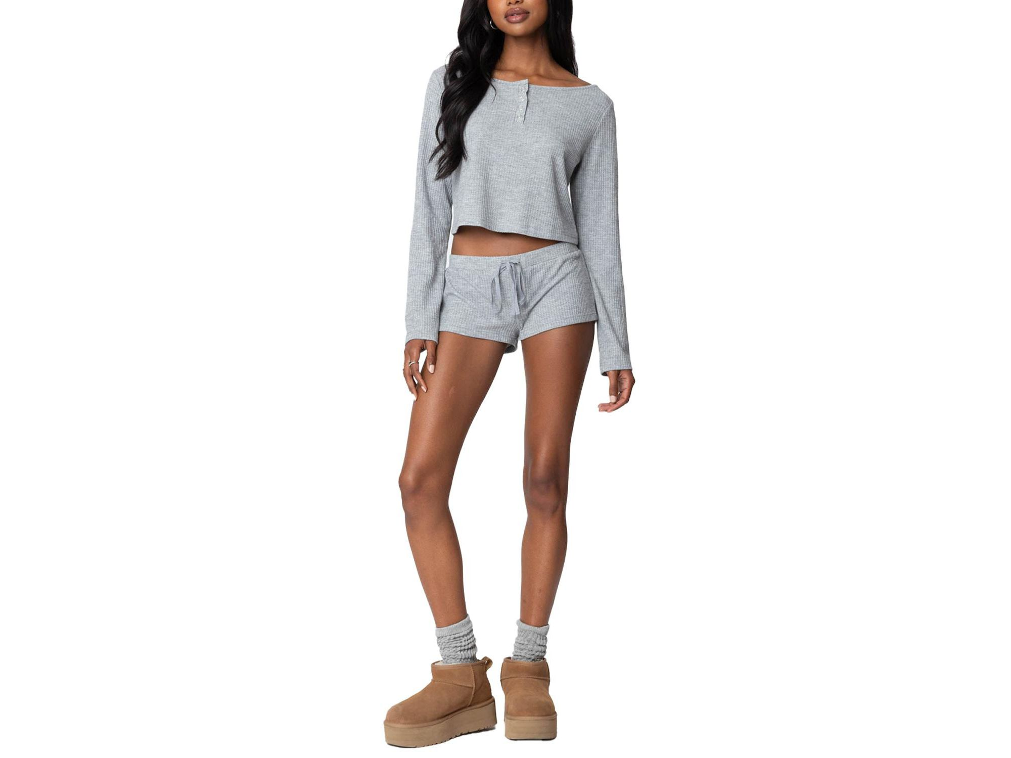 Teddy Cropped Waffle Top — Image 3