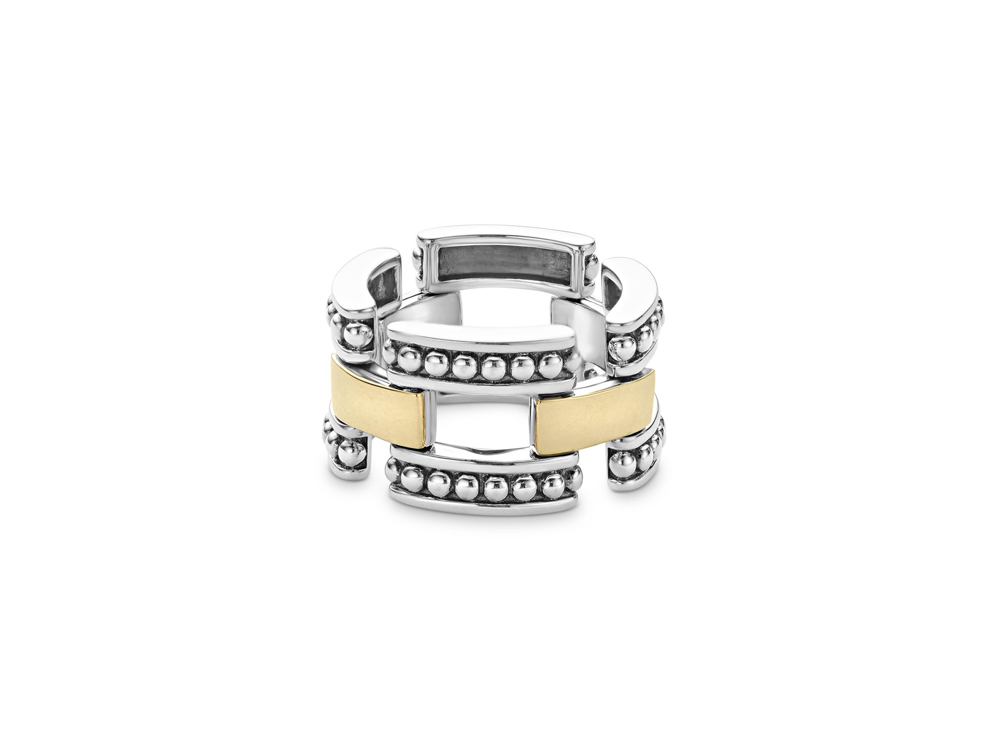 18K Yellow Gold & Sterling High Bar Statement Ring — Image 3