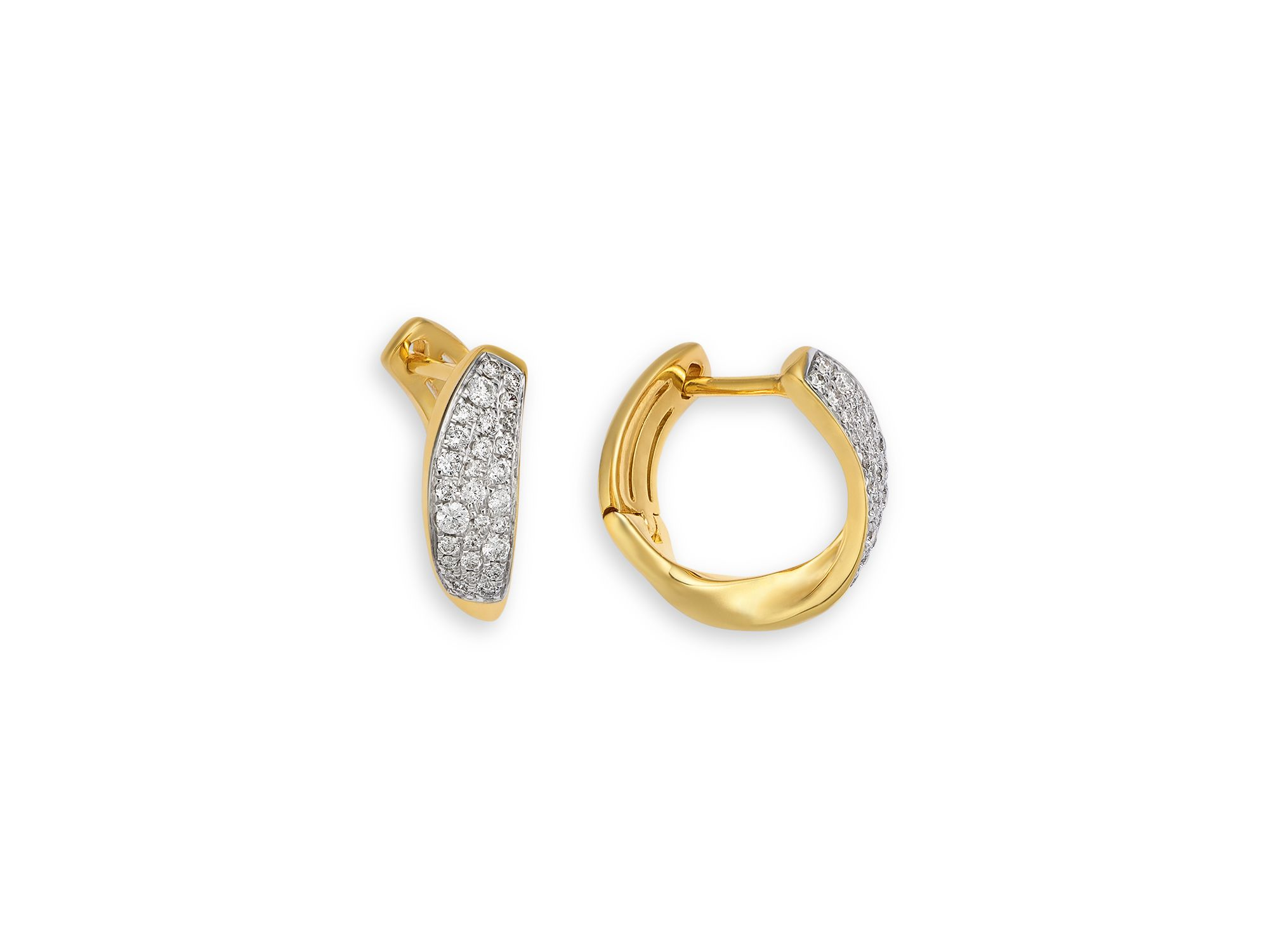 Diamond Huggie Hoop Earrings in 14K Yellow Gold, 0.35 tcw — Image 3