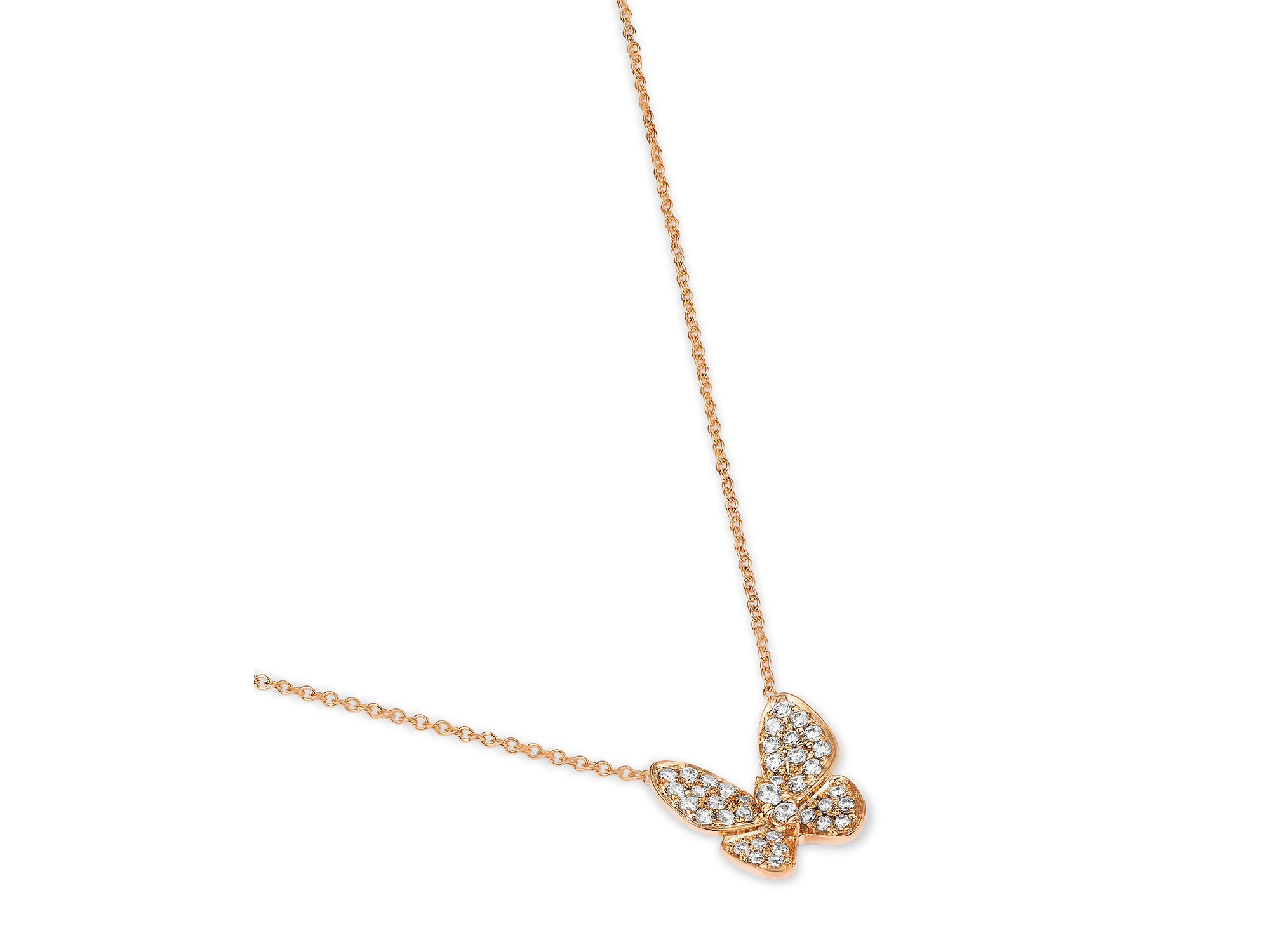 Diamond Butterfly Pendant Necklace in 14K Rose Gold, 0.33 tcw — Image 3