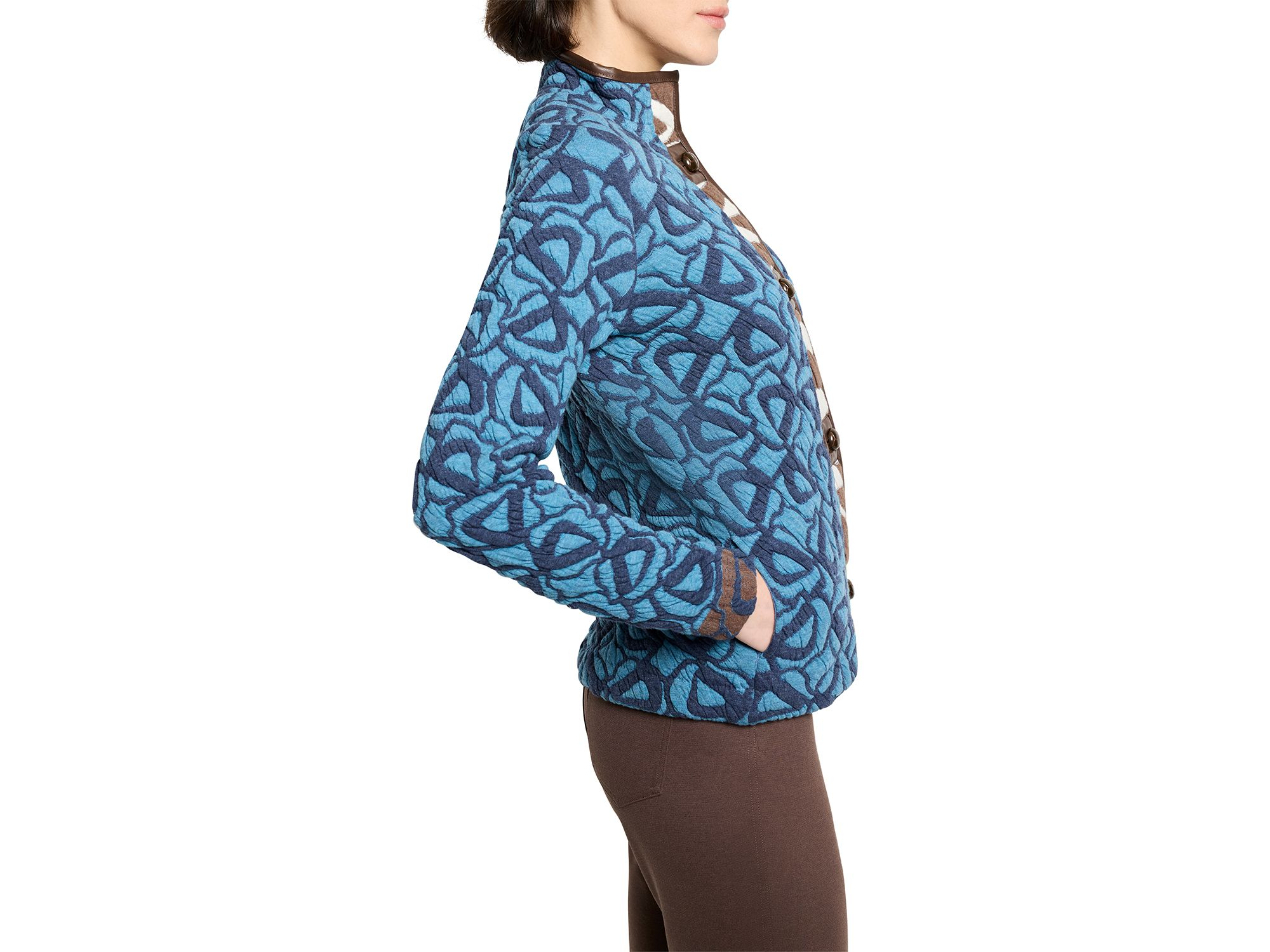 Quilted Faux Leather Trim Jacket — Image 3