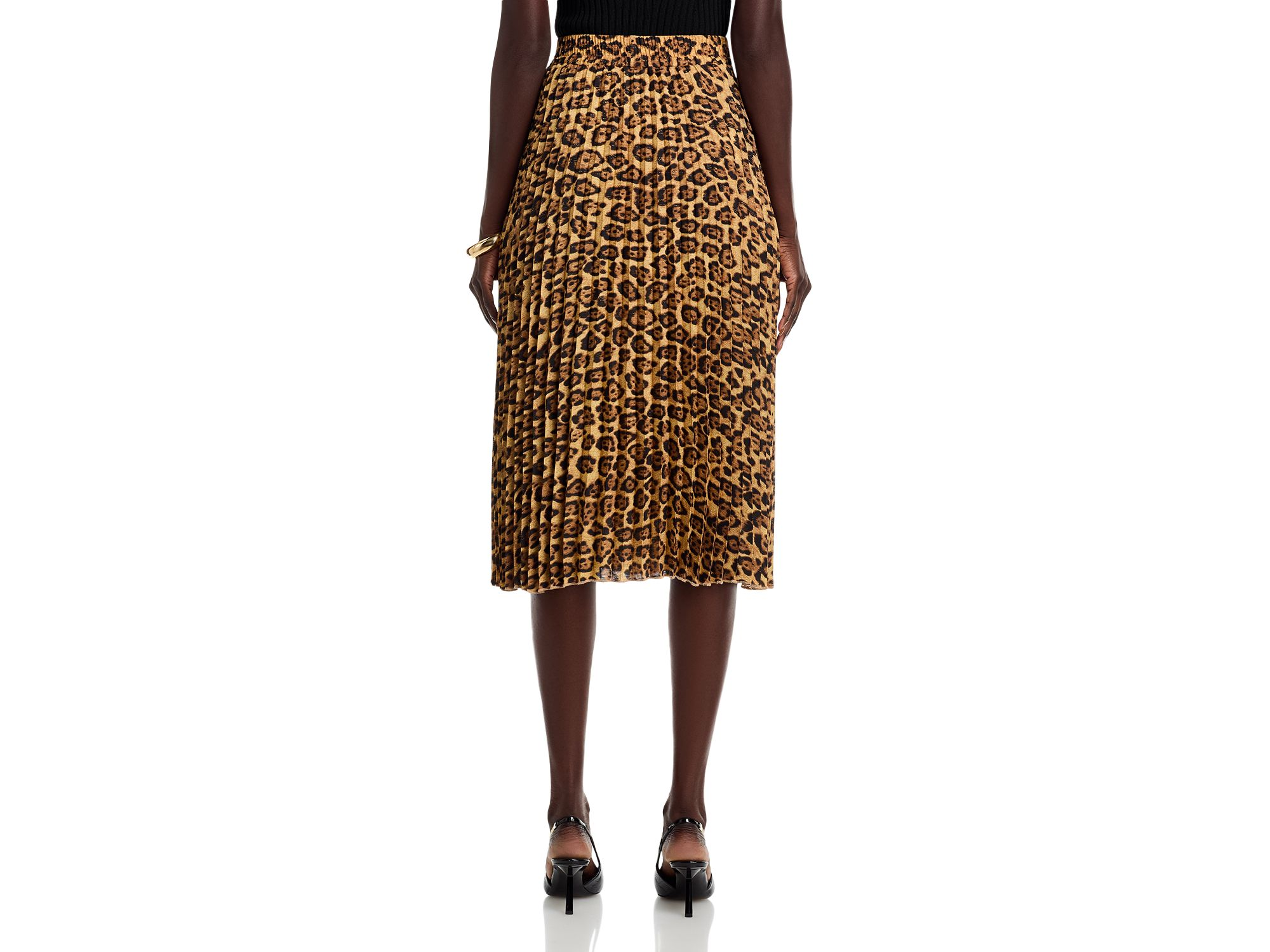Pleated Leopard Print Midi Skirt — Image 3