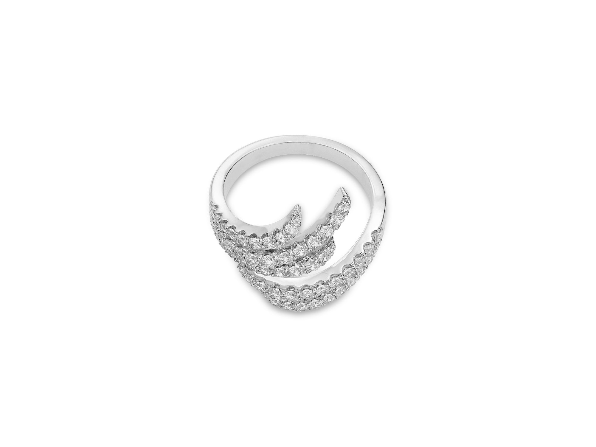 Diamond Bypass Ring in 14K White Gold, 1.0 tcw — Image 3