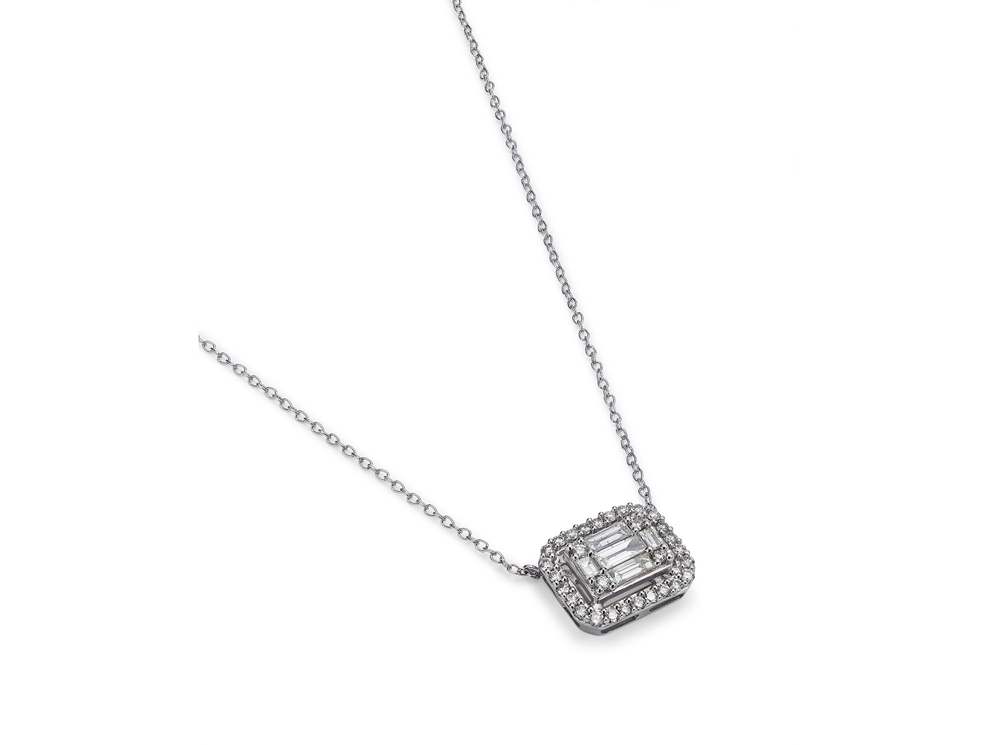 Diamond Mosaic Pendant Necklace in 14K White Gold, 0.75 tcw — Image 3