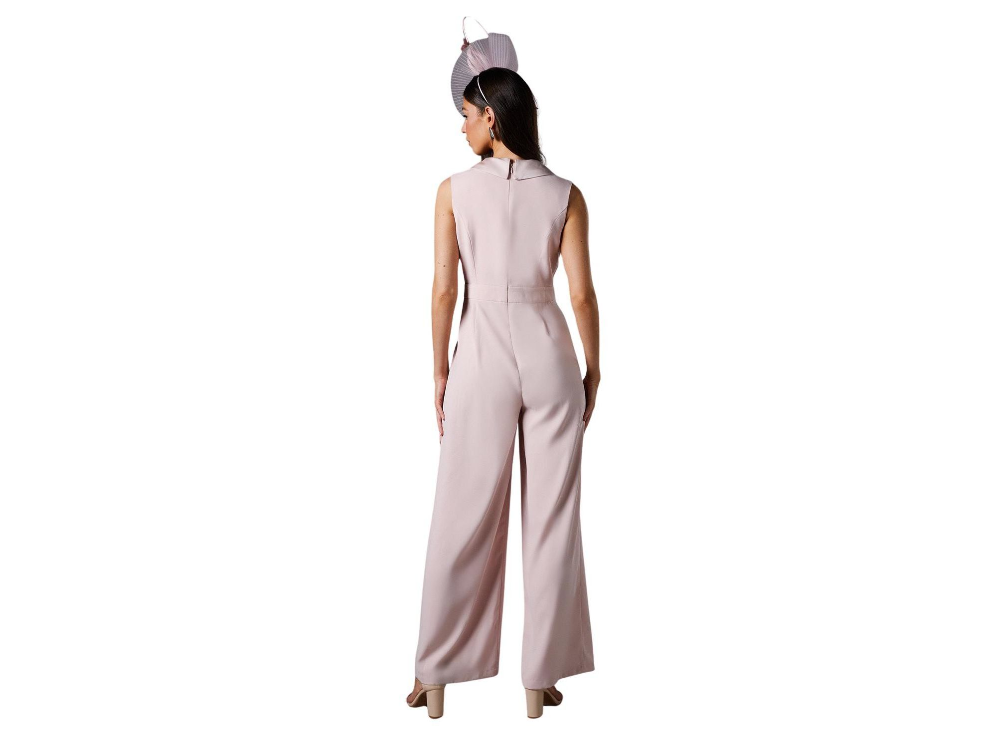 Crepe V-Neck Wrap Wide Leg Jumpsuit — Image 4