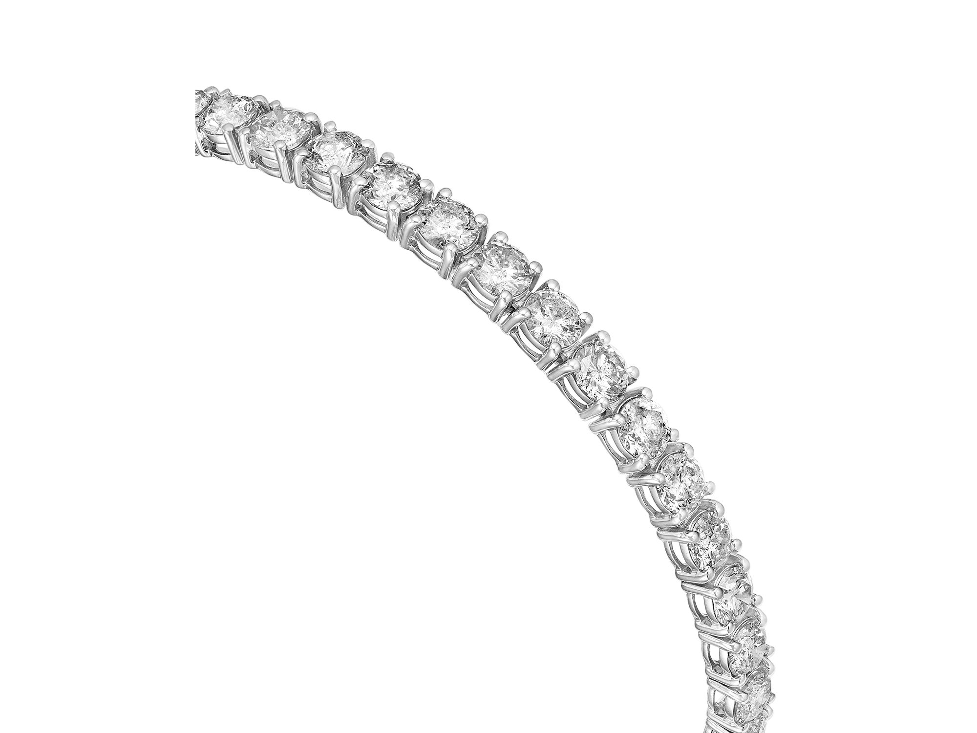 Certified Diamond Classic Tennis Bracelet in 14K White Gold, 12.0 tcw — Image 3