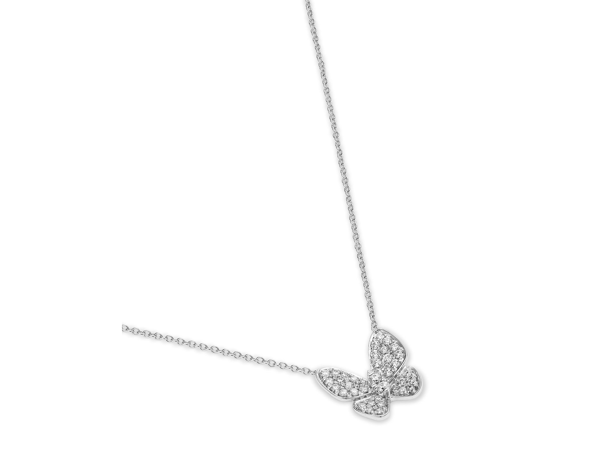 Diamond Pavé Cut Butterfly Pendant Necklace in 14K Rose Gold, 0.33 tcw — Image 3