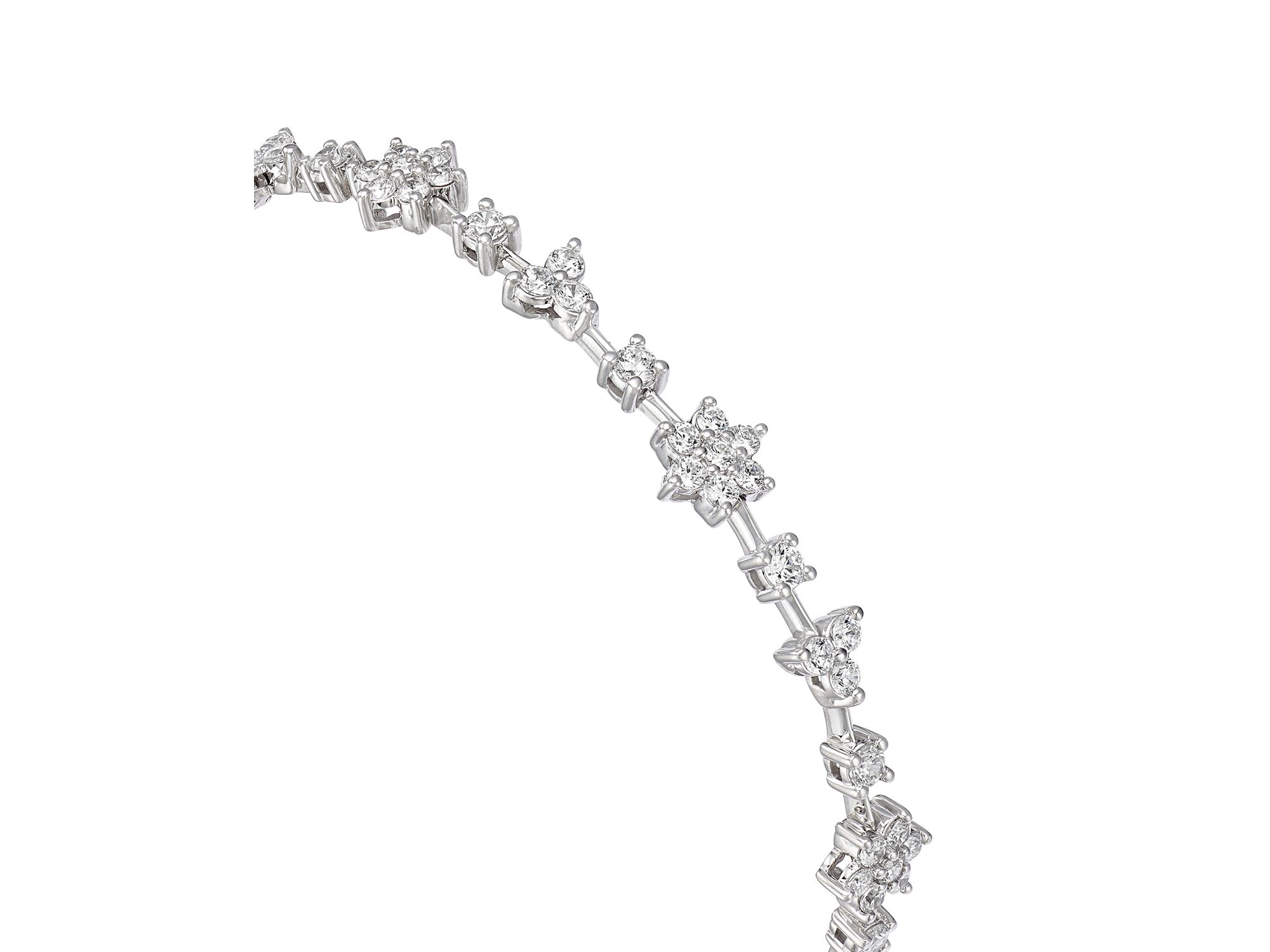 Diamond Flower Bracelet in 14K White Gold, 3.0 tcw — Image 3