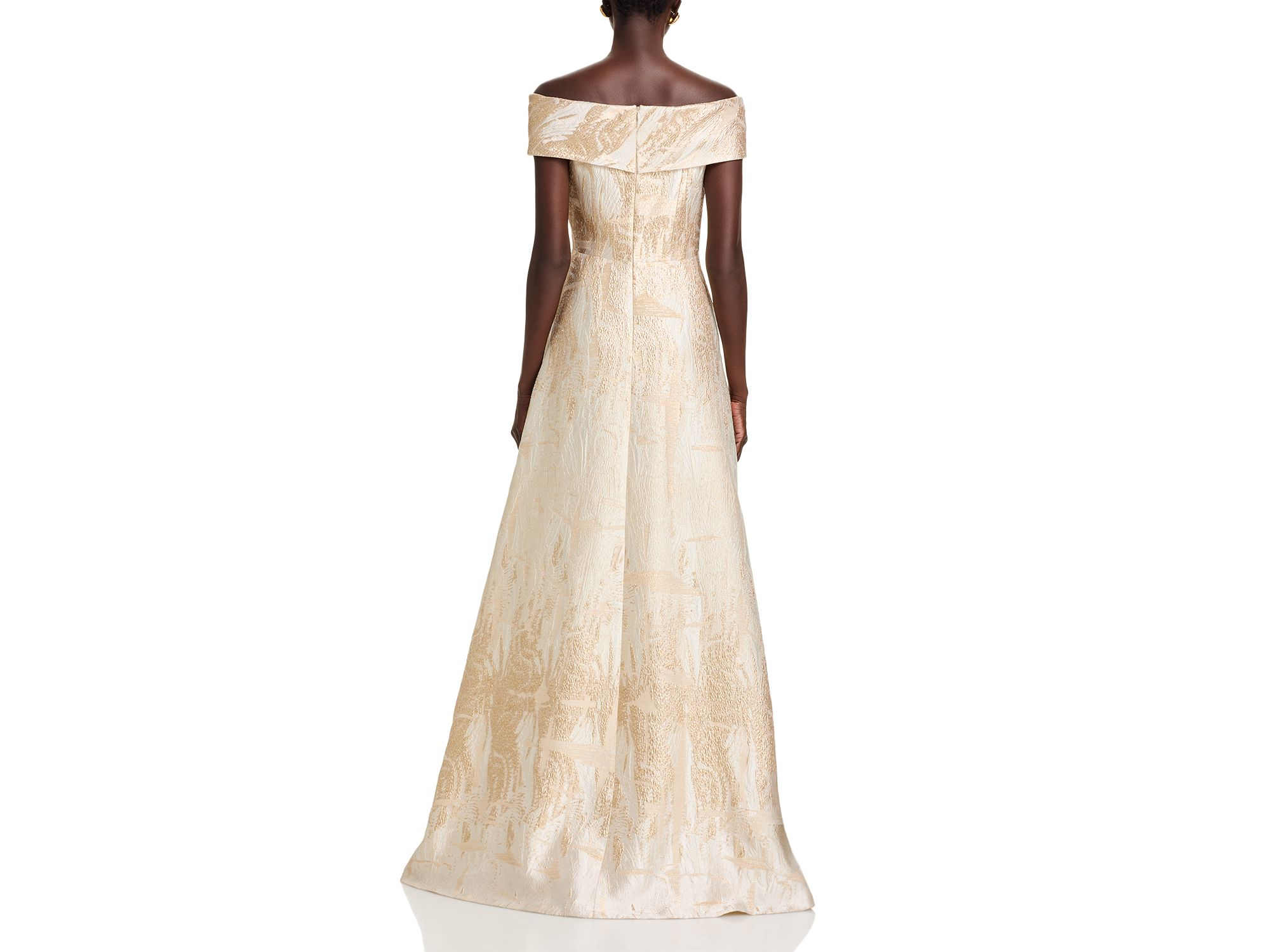 Metallic Jacquard Off-the-Shoulder Gown — Image 4