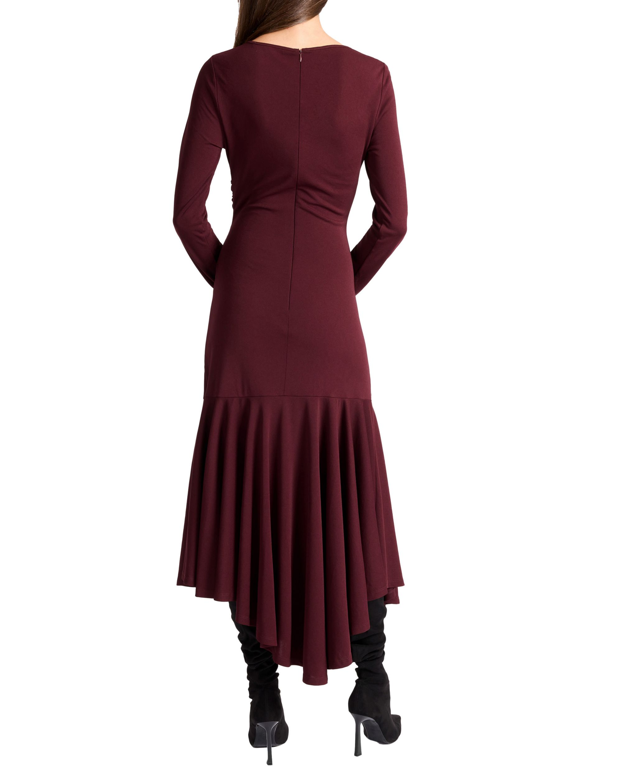 Abigail Long Sleeve Hi Lo Dress with Side Ruching in Fluid Jersey — Image 4