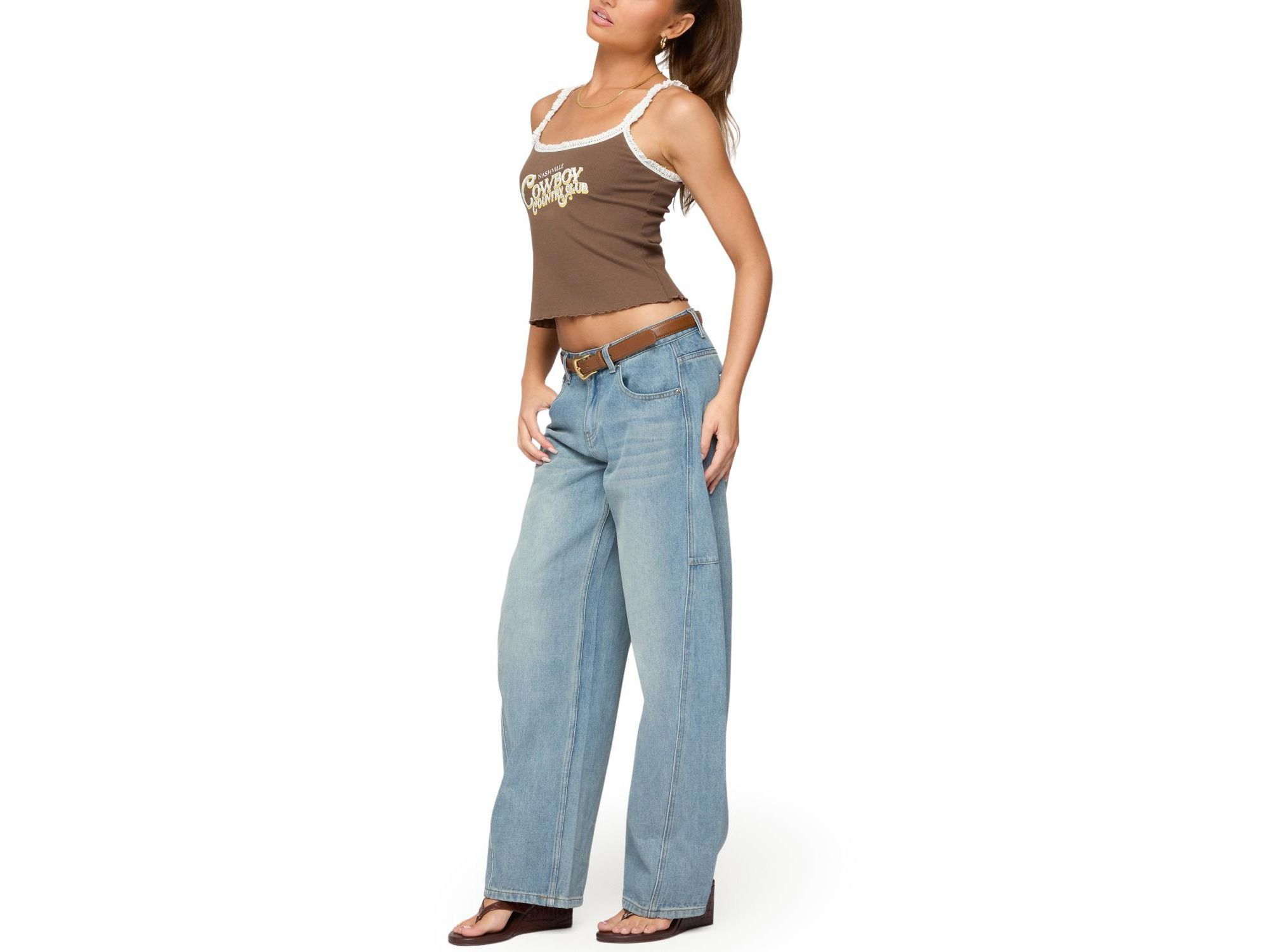 Korie Barrel Leg Low Rise Light Rinse Wash Jeans — Image 3