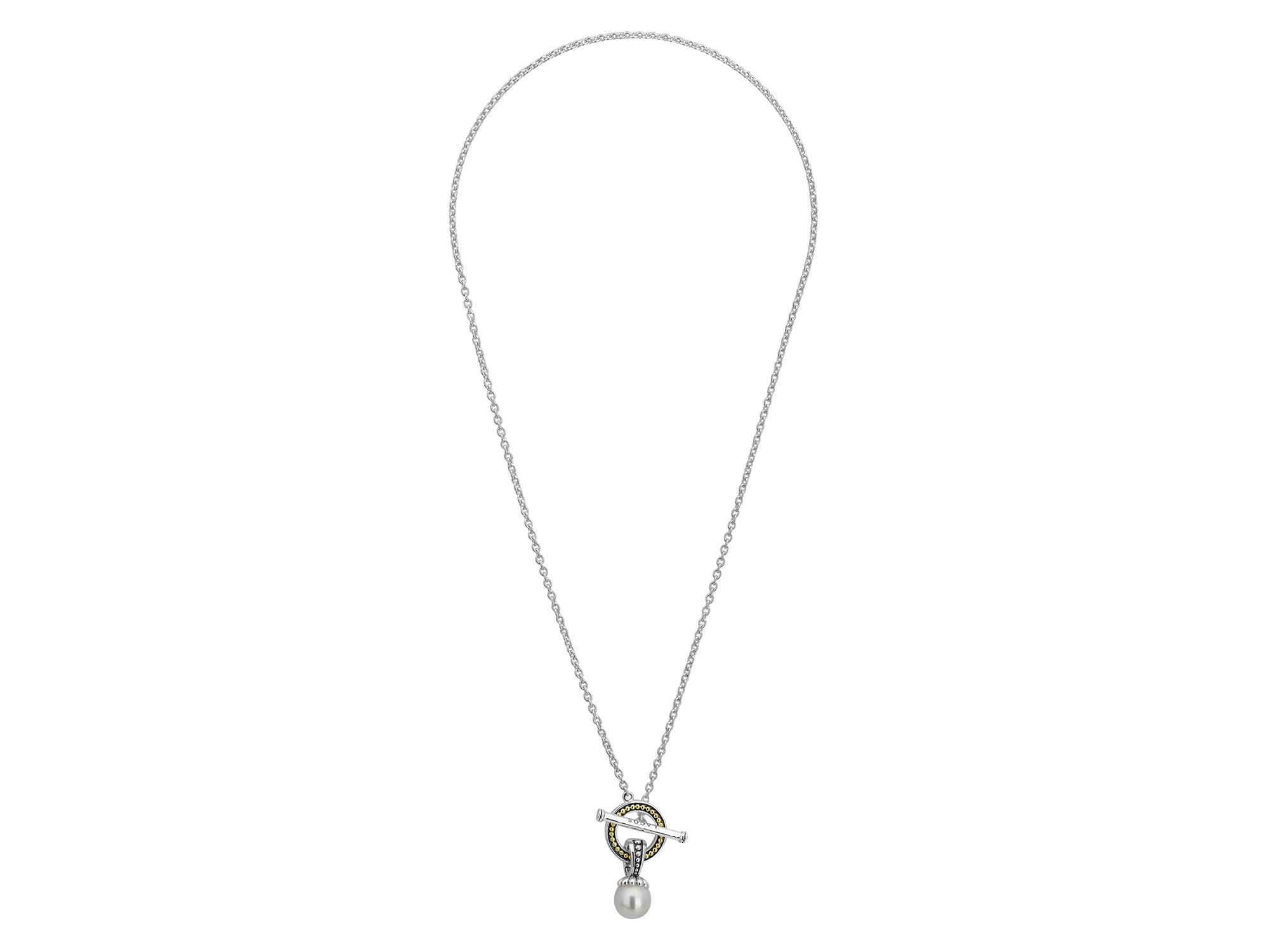 Sterling Silver Luna Cultured Freshwater Pearl Toggle Necklace, 18" — Image 6