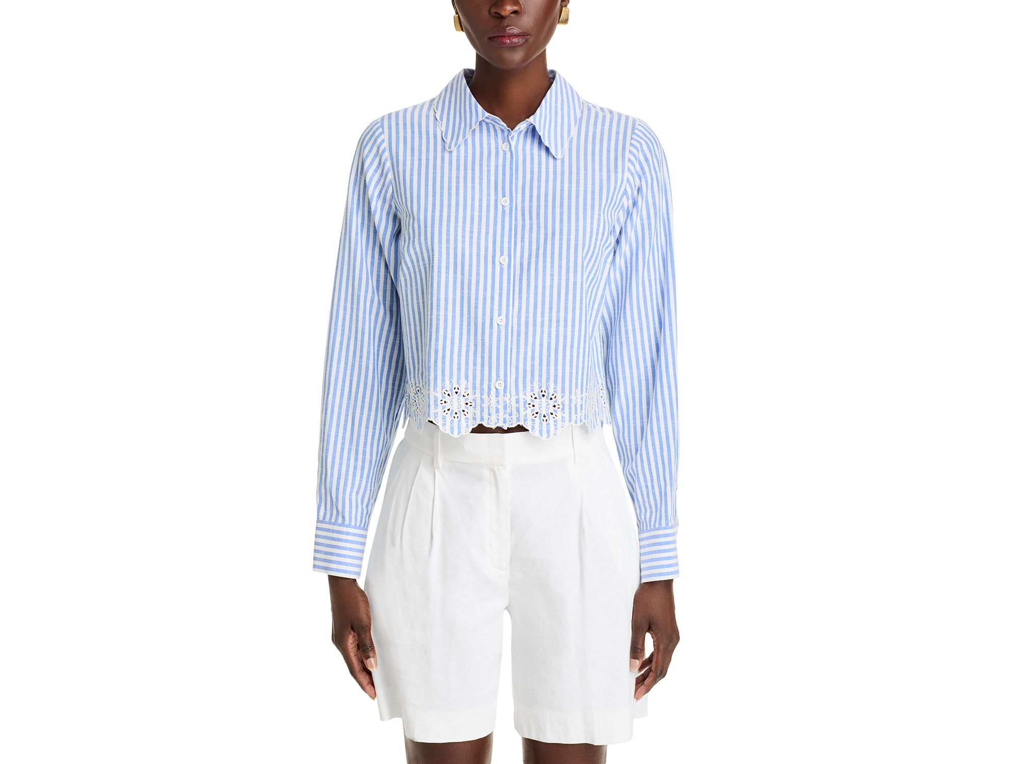 Eyelet Stripe Poplin Button Down Shirt - Exclusive — Image 4