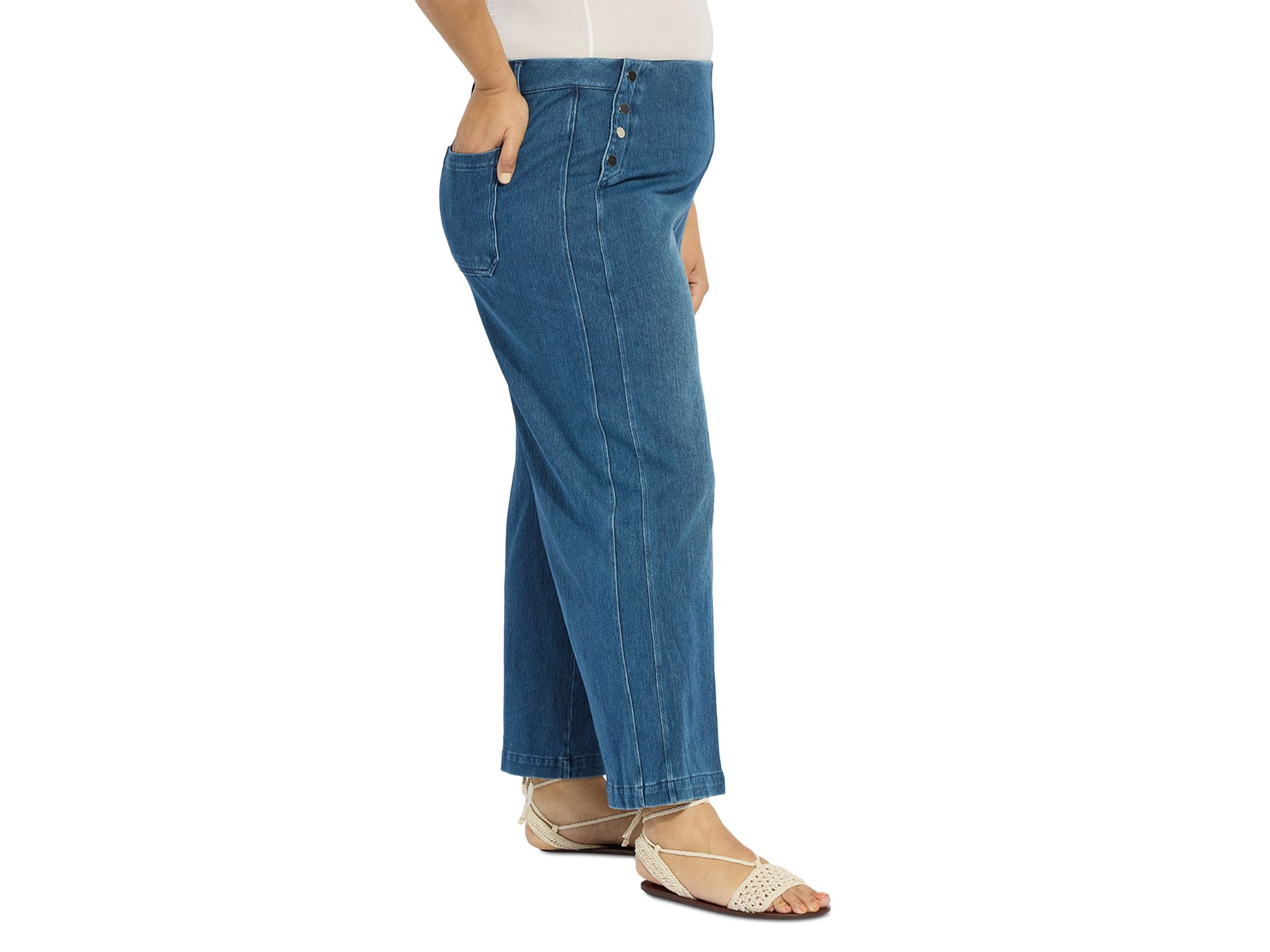 Mallory Sailor High Waisted Jeans in Mid Wash — Image 5