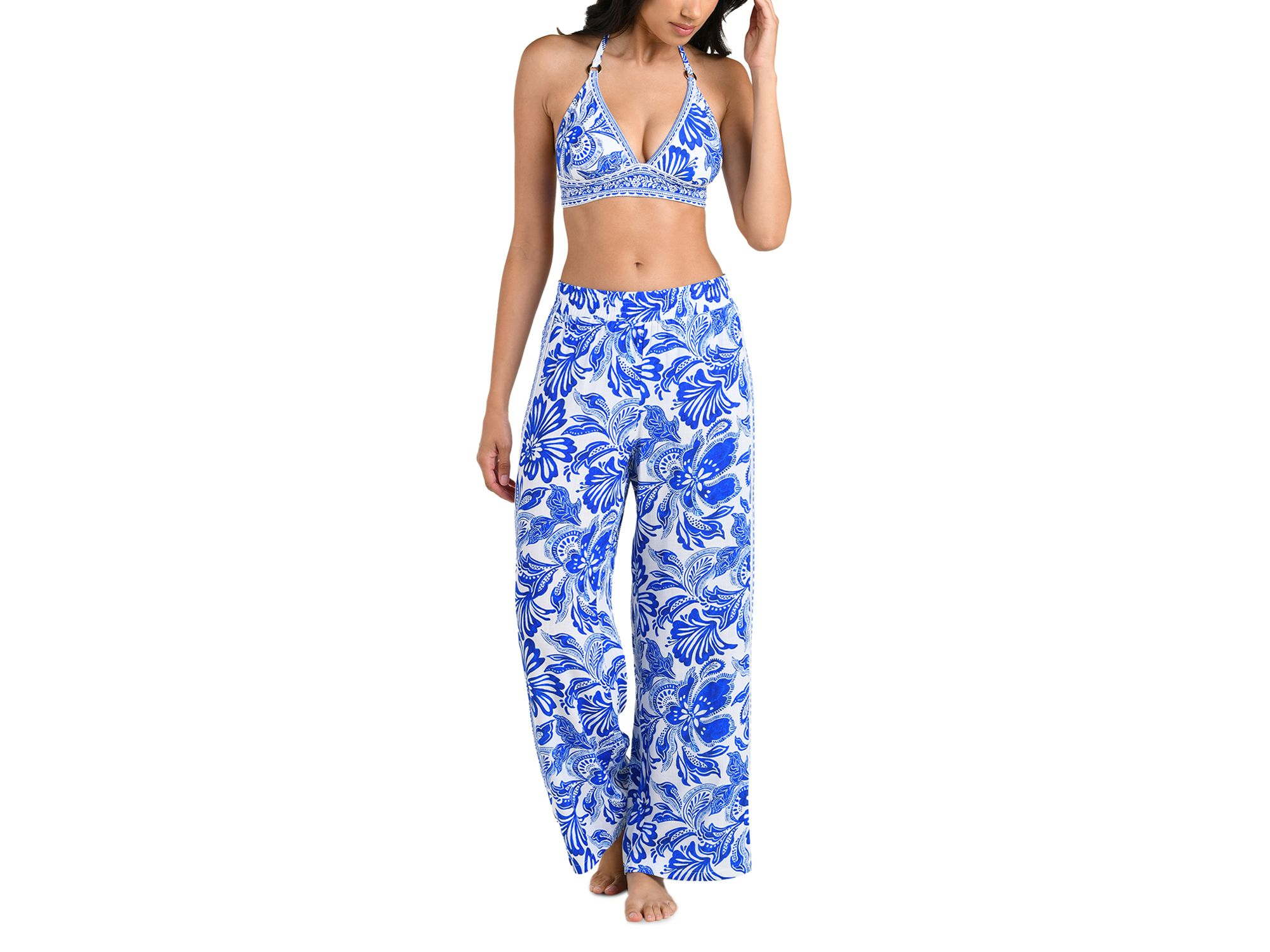 Botanical Brocade Wide Leg Swim Cover-Up Pants — Image 6