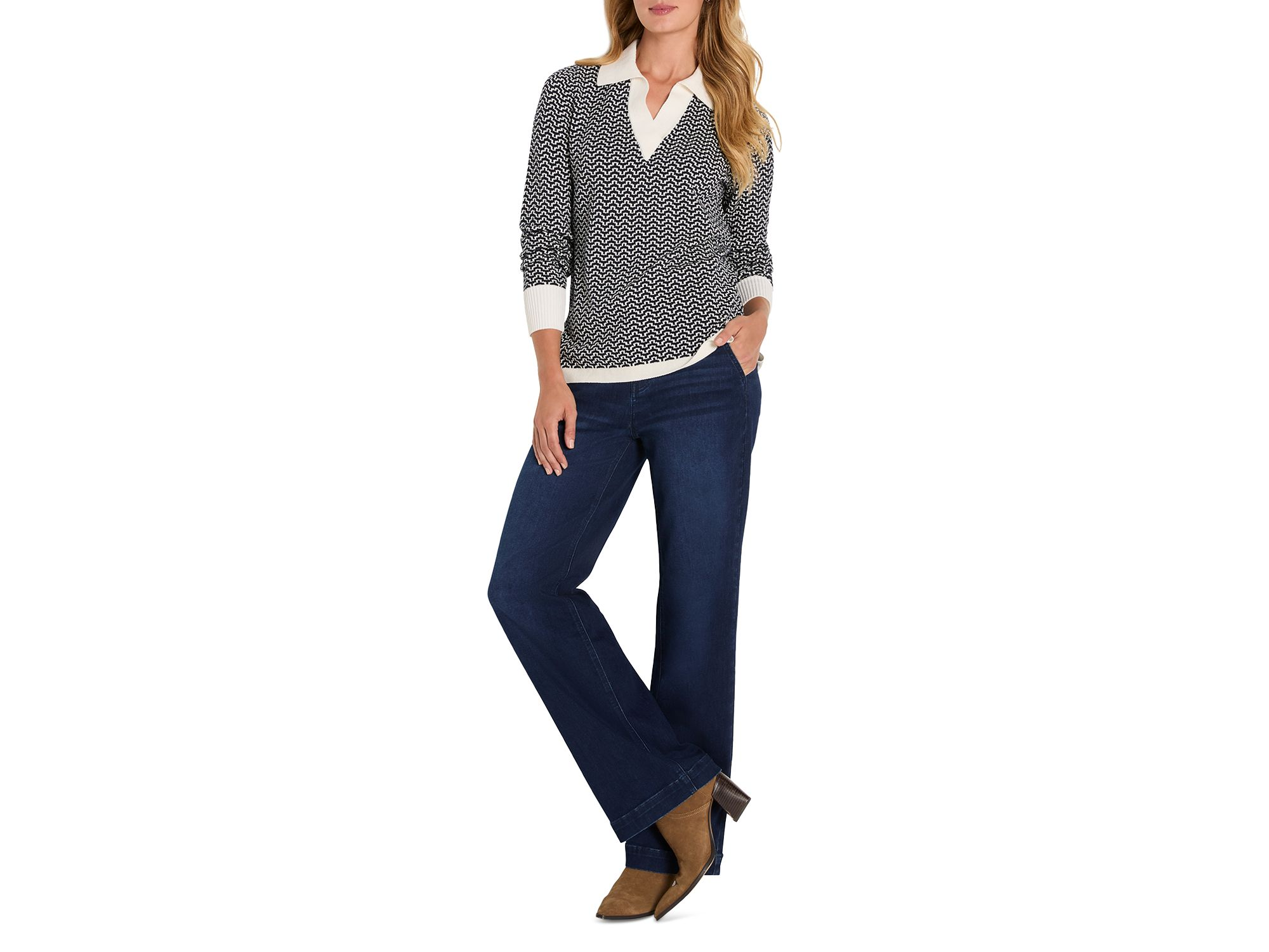 Two Tone Jacquard Sweater — Image 4