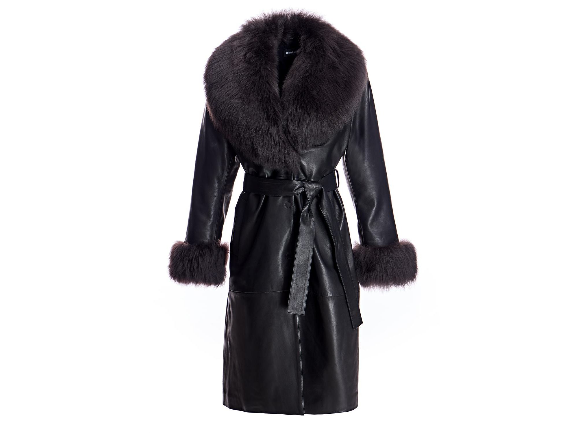 Leather Coat with Shearling Trim — Image 5