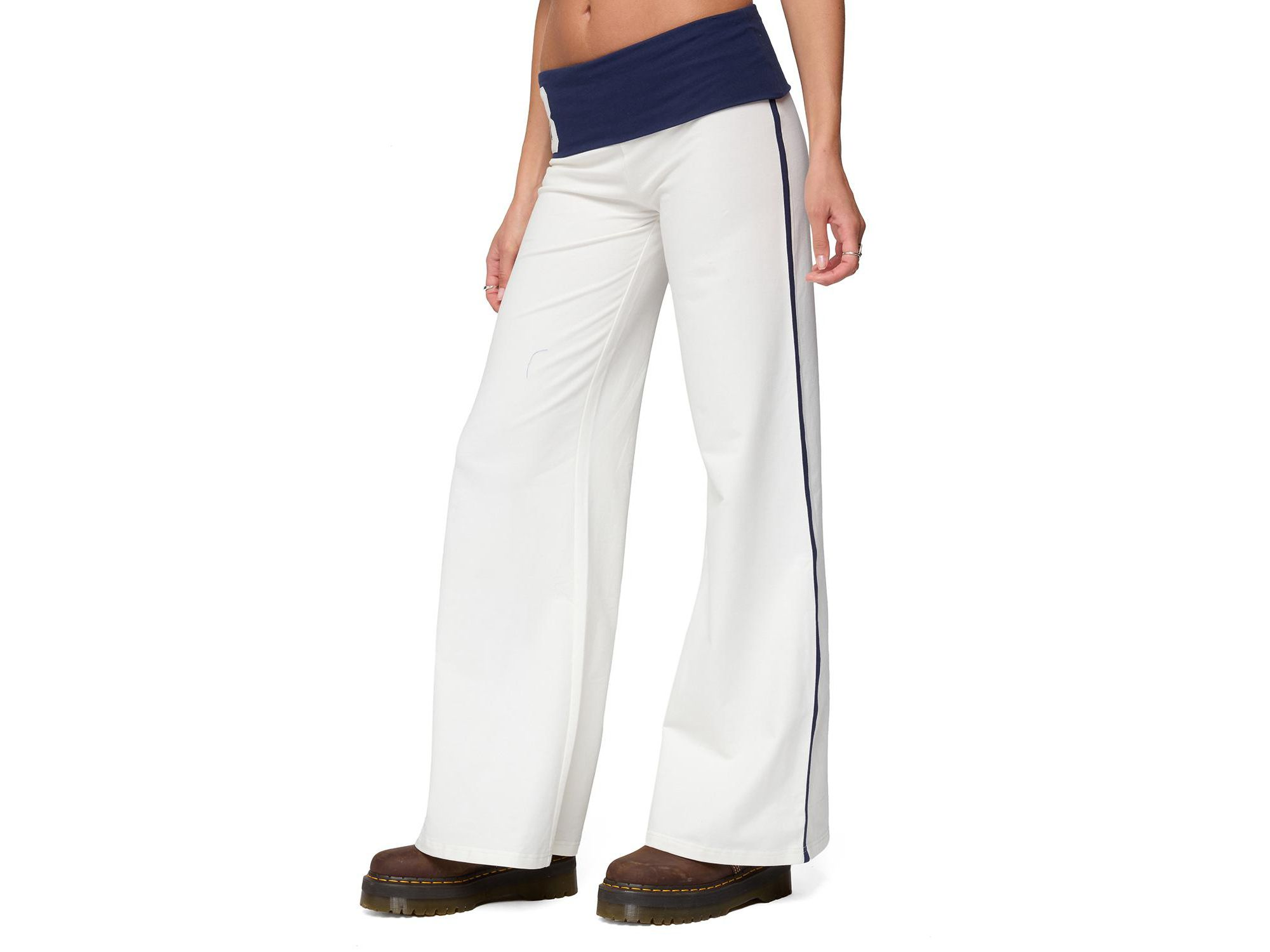 8 Contrast Fold Over Wide Leg Pants — Image 3