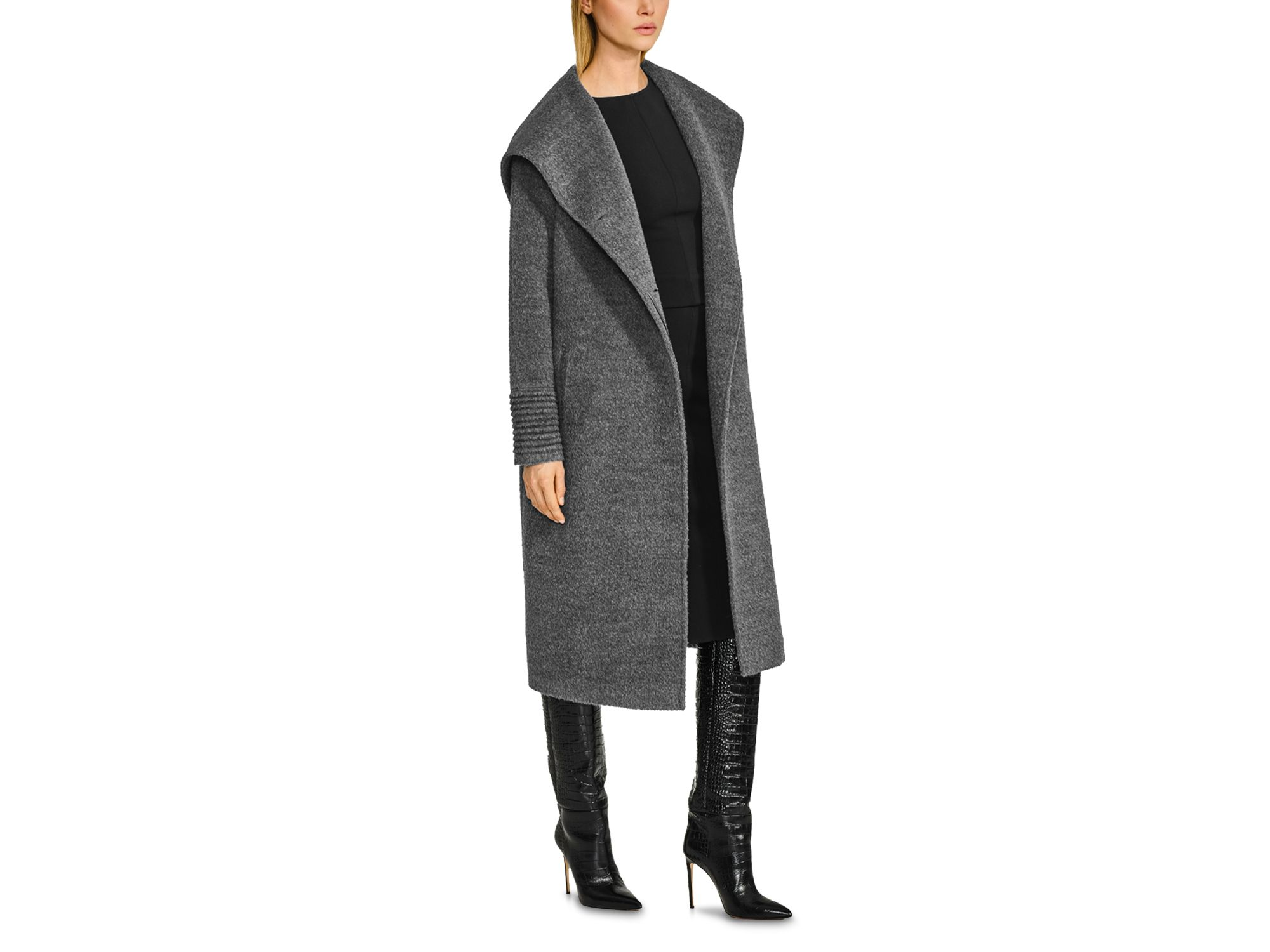 Bouclé Long Hooded Coat — Image 4