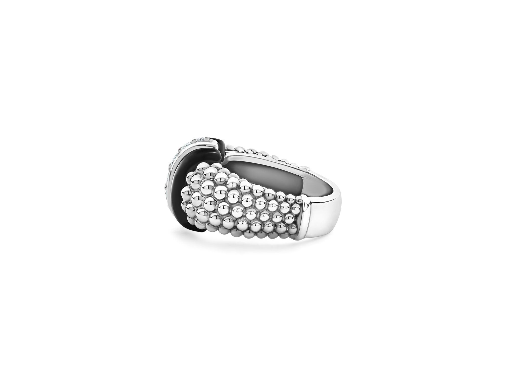 Sterling Black Caviar Diamond & Ceramic Statement Ring — Image 4