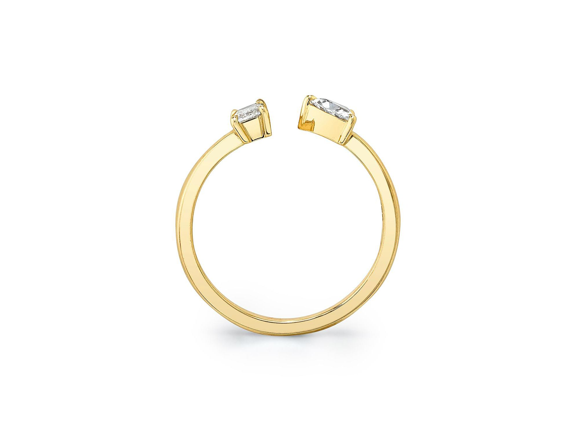 Mixed Lab-Grown Diamond Cuff Ring in 14K Yellow Gold, .50ctw Baguette & Trillion Lab Grown Diamonds — Image 4
