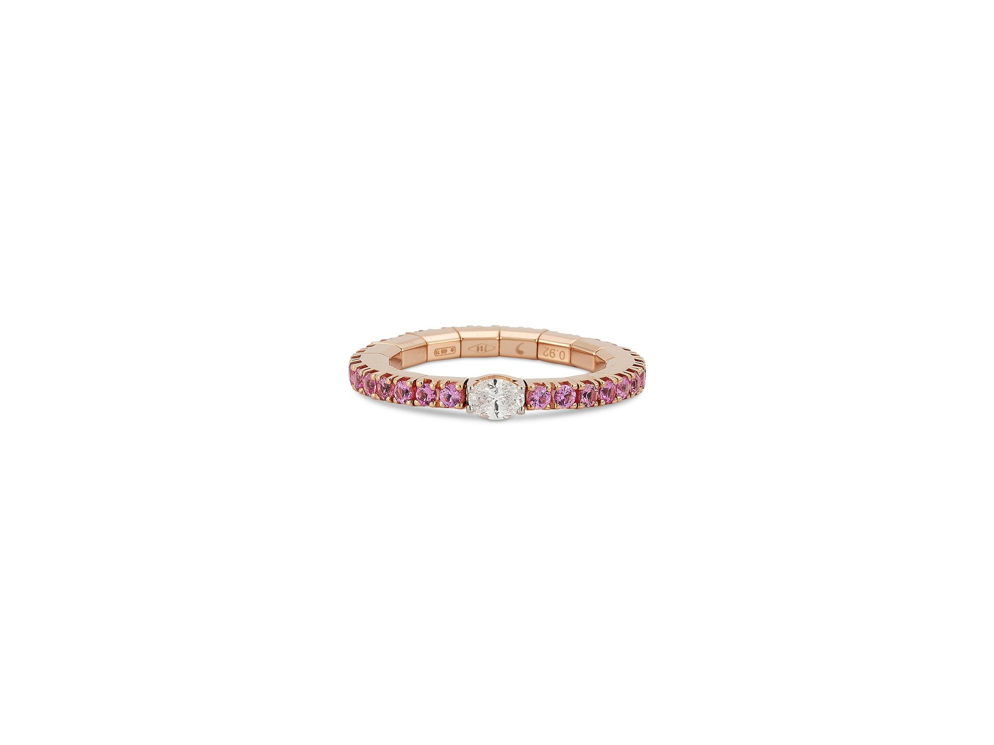 18K Rose Gold Extensible by Demeglio Diamond Oval & Pink Sapphire Stretch Band - Image 1